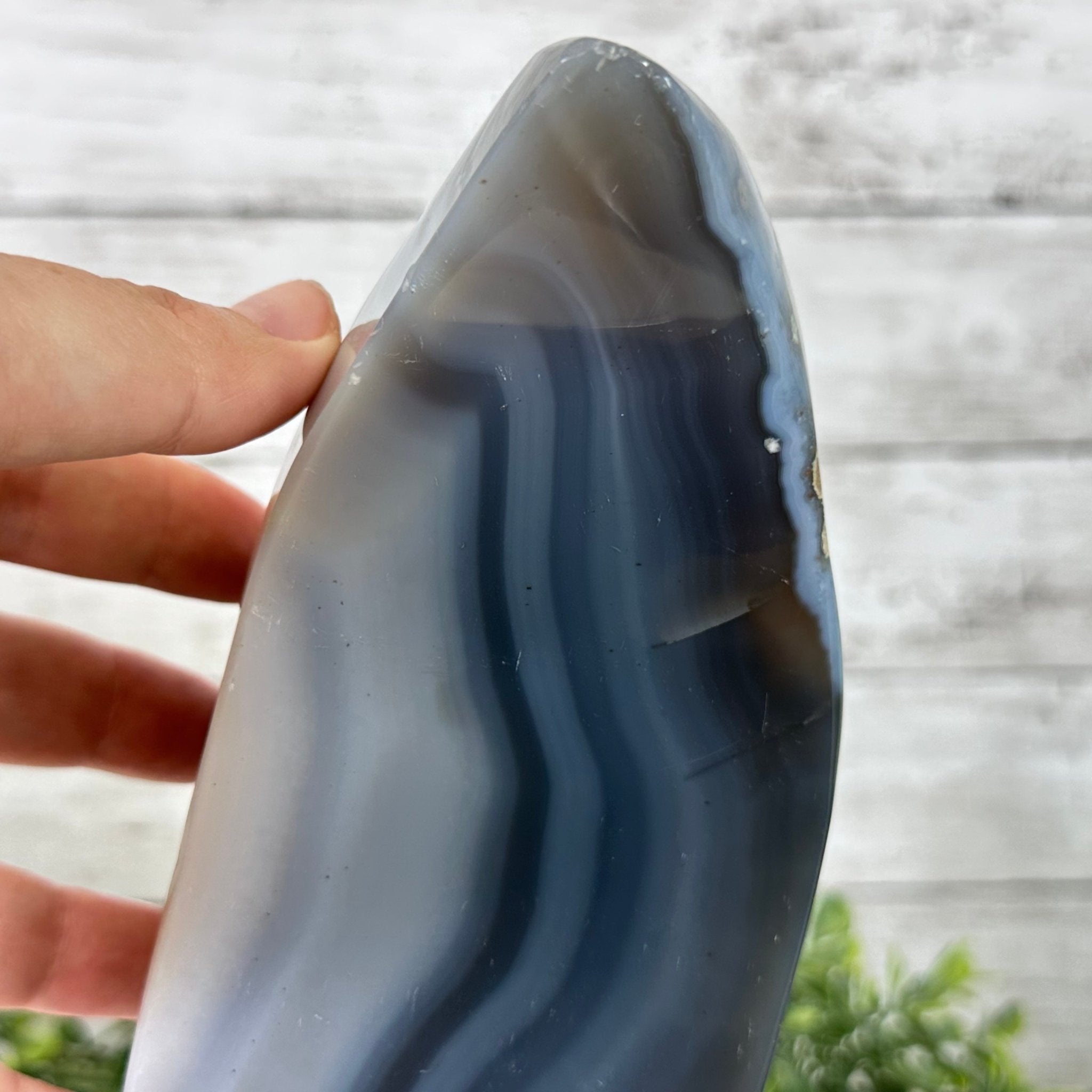Polished Agate Crescent Moon on a Stand, 6.4 lbs & 10.5" Tall #5740NA-012 by Brazil Gems - Brazil GemsBrazil GemsPolished Agate Crescent Moon on a Stand, 6.4 lbs & 10.5" Tall #5740NA-012 by Brazil GemsCrescent Moons5740NA-012