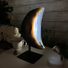 Polished Agate Crescent Moon on a Stand, 6.4 lbs & 10.5" Tall #5740NA-012 by Brazil Gems - Brazil GemsBrazil GemsPolished Agate Crescent Moon on a Stand, 6.4 lbs & 10.5" Tall #5740NA-012 by Brazil GemsCrescent Moons5740NA-012