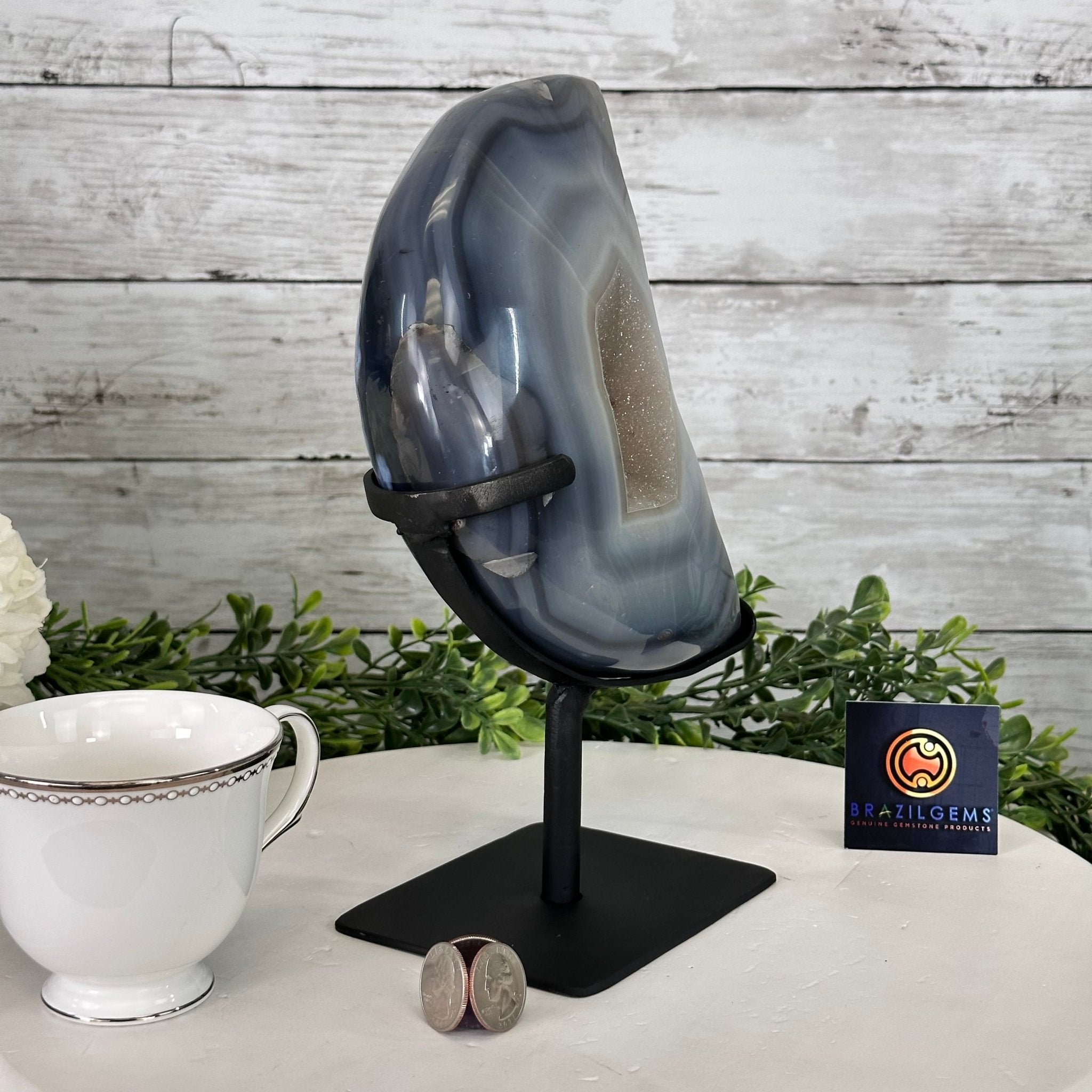 Polished Agate Crescent Moon on a Stand, 6.4 lbs & 10.5" Tall #5740NA-012 by Brazil Gems - Brazil GemsBrazil GemsPolished Agate Crescent Moon on a Stand, 6.4 lbs & 10.5" Tall #5740NA-012 by Brazil GemsCrescent Moons5740NA-012