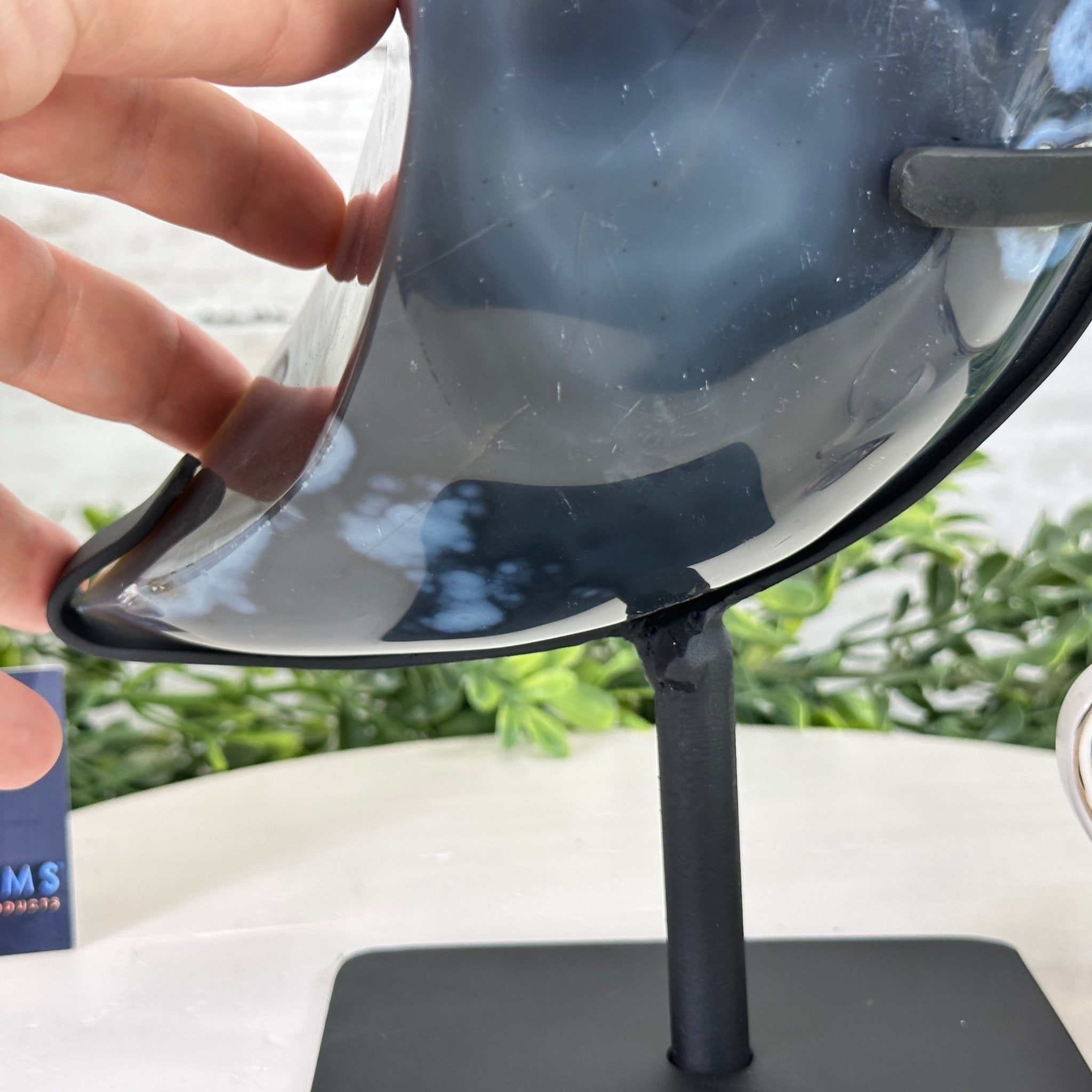 Polished Agate Crescent Moon on a Stand, 6.4 lbs & 10.5" Tall #5740NA-012 by Brazil Gems - Brazil GemsBrazil GemsPolished Agate Crescent Moon on a Stand, 6.4 lbs & 10.5" Tall #5740NA-012 by Brazil GemsCrescent Moons5740NA-012
