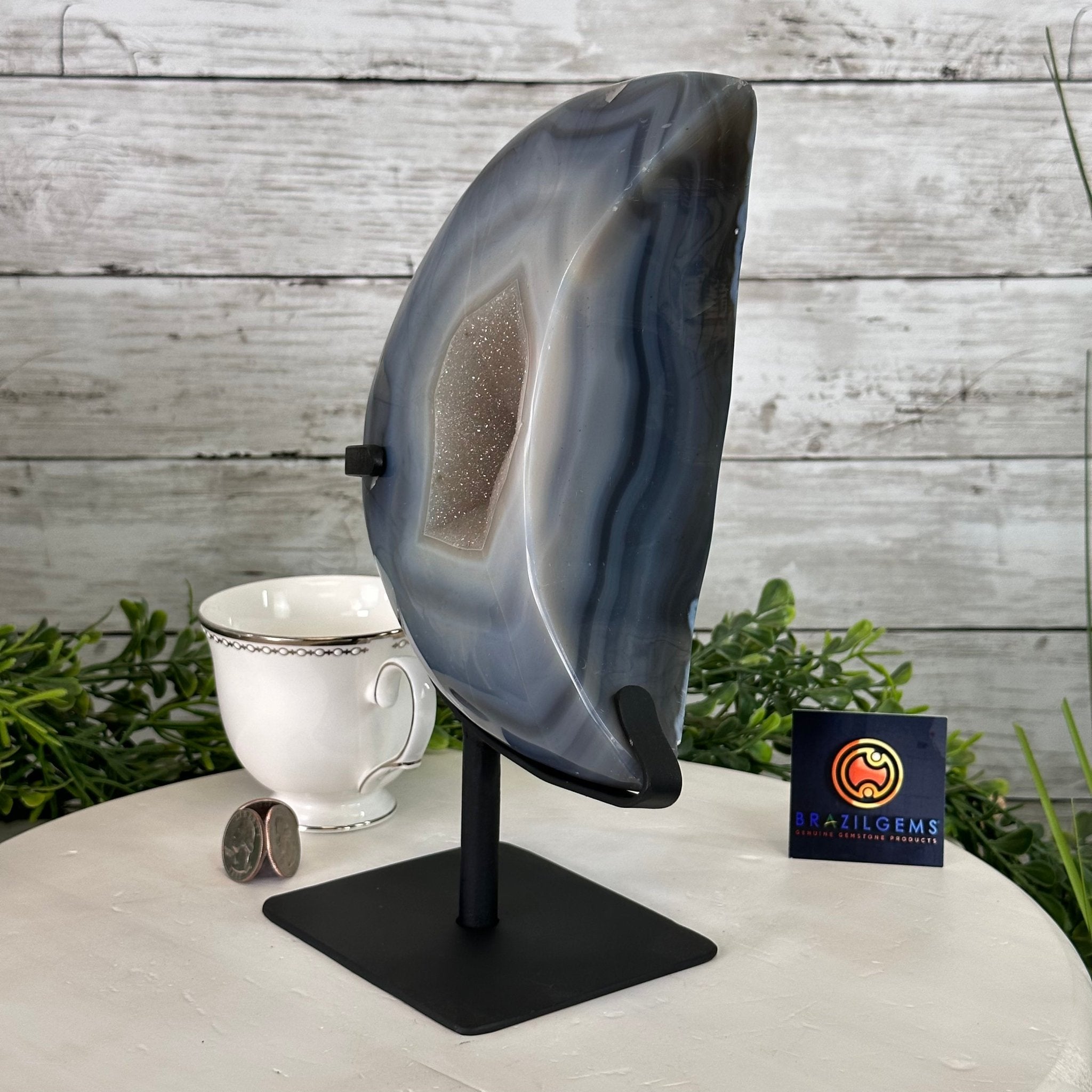 Polished Agate Crescent Moon on a Stand, 6.4 lbs & 10.5" Tall #5740NA-012 by Brazil Gems - Brazil GemsBrazil GemsPolished Agate Crescent Moon on a Stand, 6.4 lbs & 10.5" Tall #5740NA-012 by Brazil GemsCrescent Moons5740NA-012