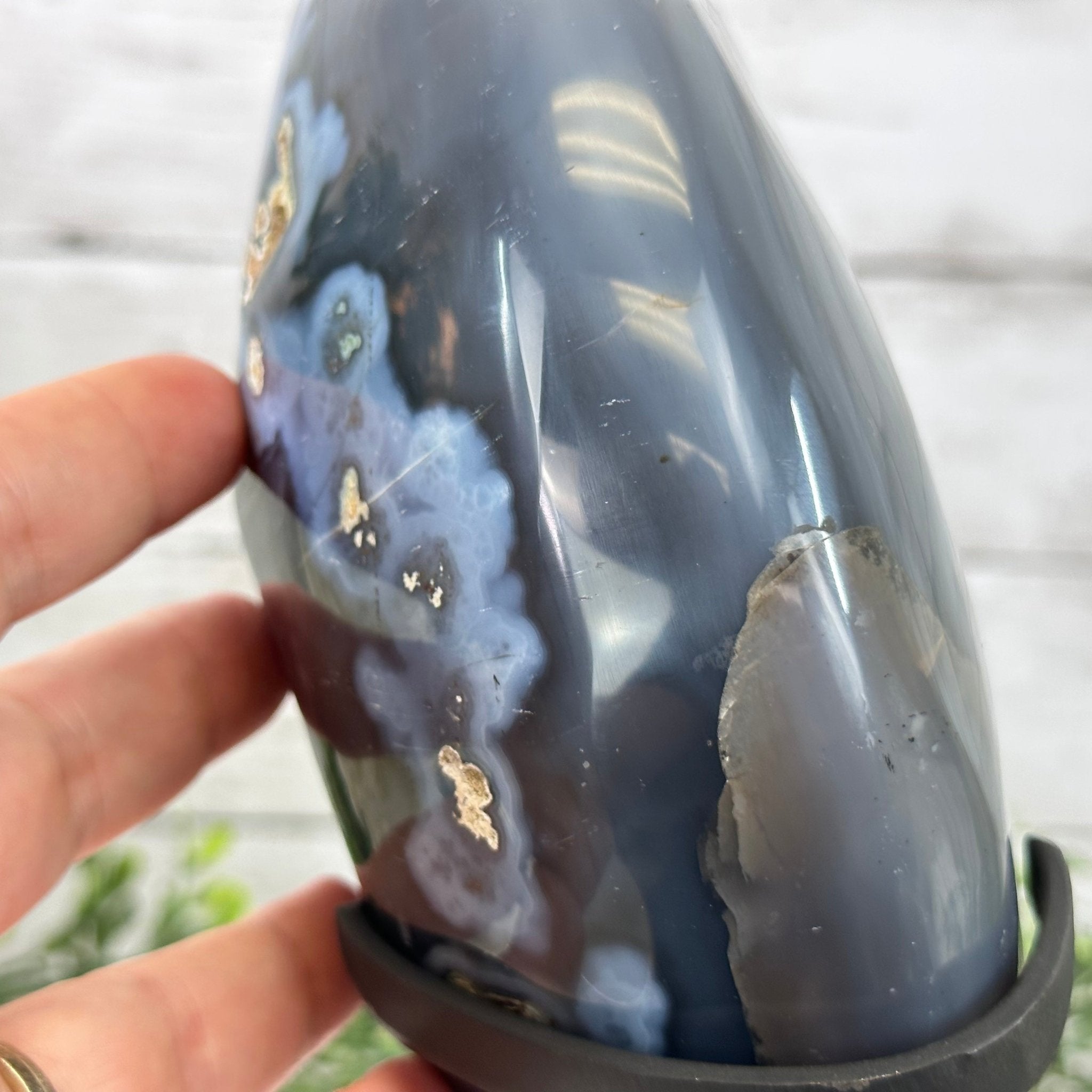 Polished Agate Crescent Moon on a Stand, 6.4 lbs & 10.5" Tall #5740NA-012 by Brazil Gems - Brazil GemsBrazil GemsPolished Agate Crescent Moon on a Stand, 6.4 lbs & 10.5" Tall #5740NA-012 by Brazil GemsCrescent Moons5740NA-012