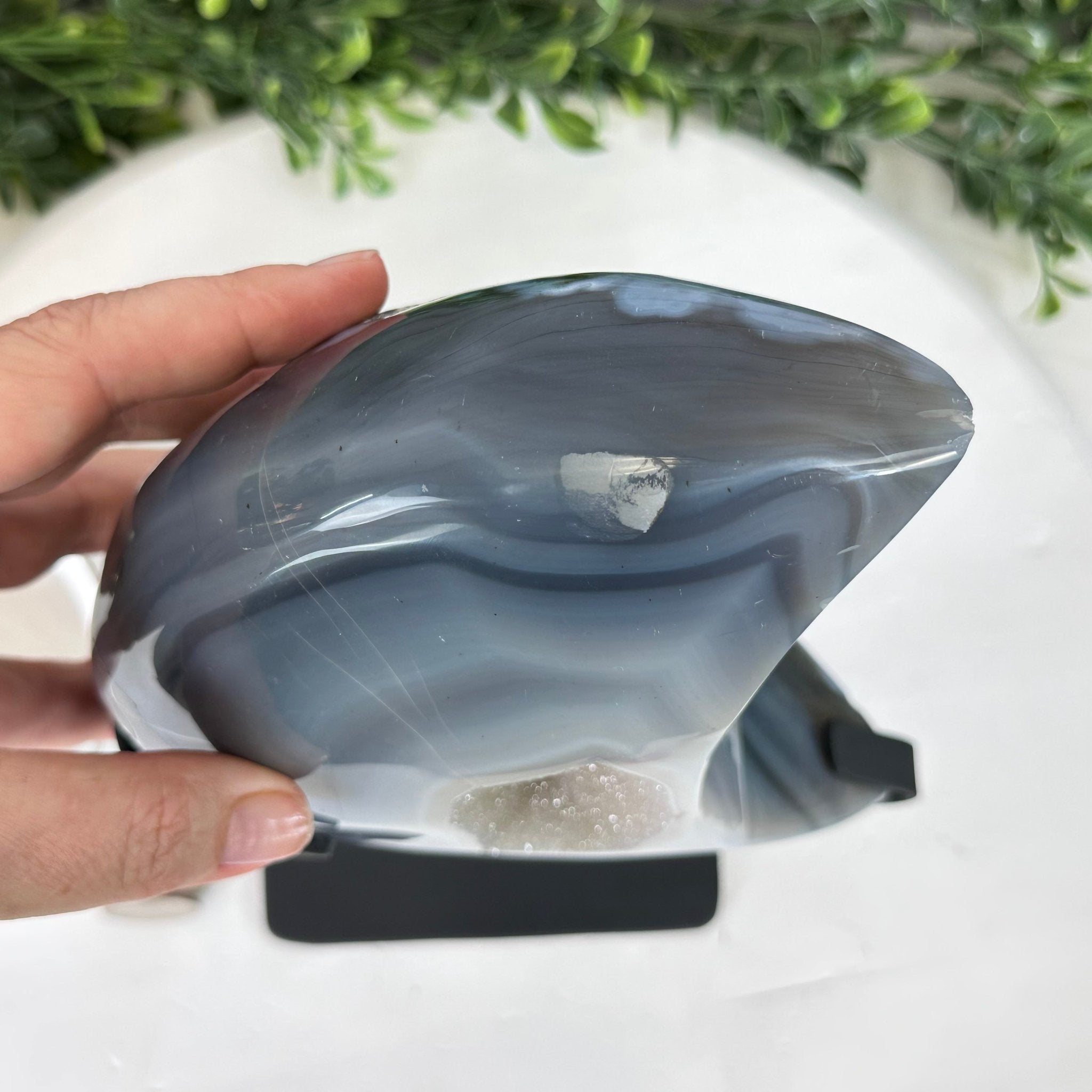 Polished Agate Crescent Moon on a Stand, 6.4 lbs & 10.5" Tall #5740NA-012 by Brazil Gems - Brazil GemsBrazil GemsPolished Agate Crescent Moon on a Stand, 6.4 lbs & 10.5" Tall #5740NA-012 by Brazil GemsCrescent Moons5740NA-012