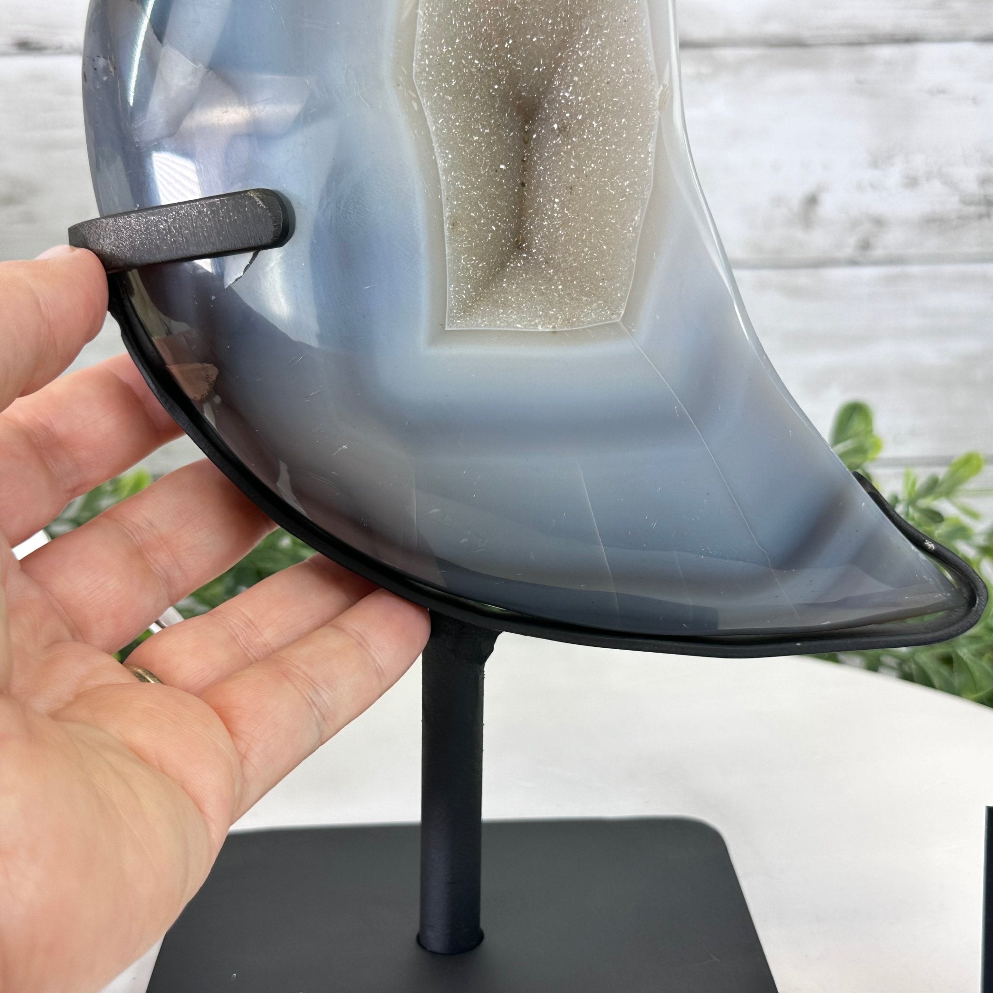 Polished Agate Crescent Moon on a Stand, 6.4 lbs & 10.5" Tall #5740NA-012 by Brazil Gems - Brazil GemsBrazil GemsPolished Agate Crescent Moon on a Stand, 6.4 lbs & 10.5" Tall #5740NA-012 by Brazil GemsCrescent Moons5740NA-012