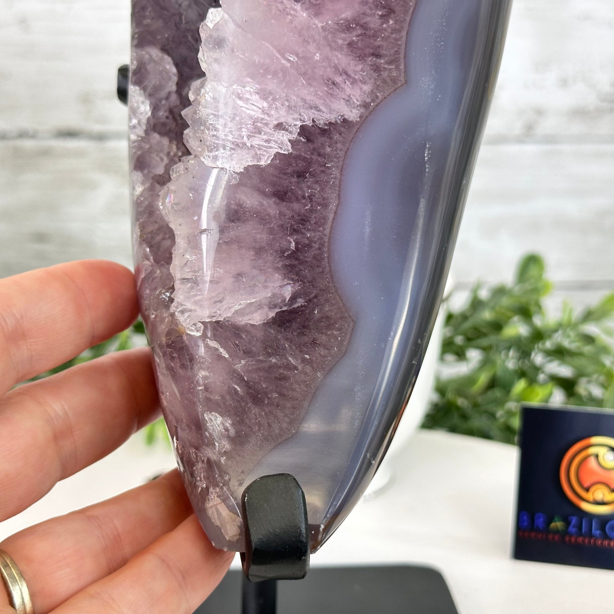 Polished Agate Crescent Moon on a Stand, 8 lbs & 11.75" Tall #5740NA-015 by Brazil Gems - Brazil GemsBrazil GemsPolished Agate Crescent Moon on a Stand, 8 lbs & 11.75" Tall #5740NA-015 by Brazil GemsCrescent Moons5740NA-015