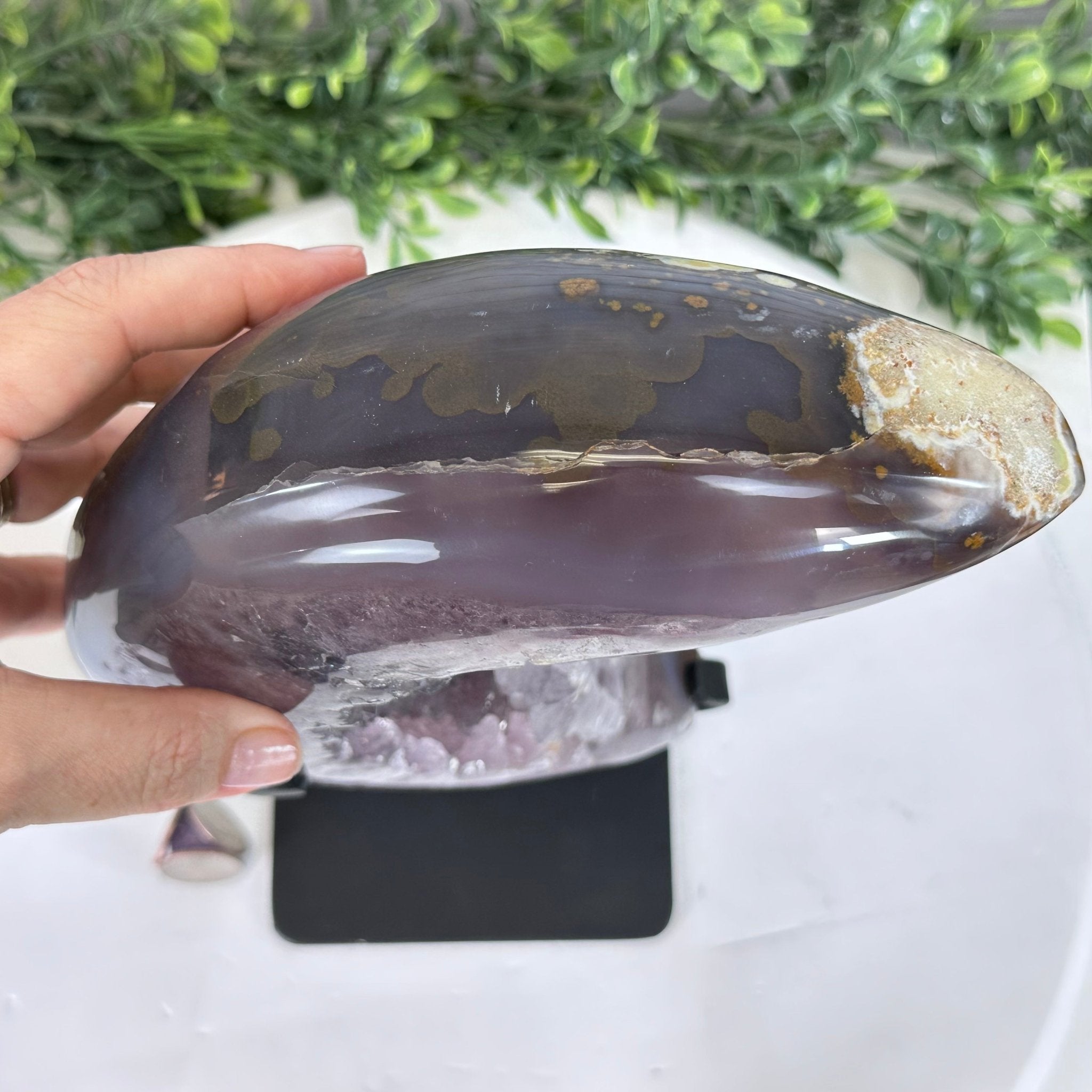 Polished Agate Crescent Moon on a Stand, 8 lbs & 11.75" Tall #5740NA-015 by Brazil Gems - Brazil GemsBrazil GemsPolished Agate Crescent Moon on a Stand, 8 lbs & 11.75" Tall #5740NA-015 by Brazil GemsCrescent Moons5740NA-015