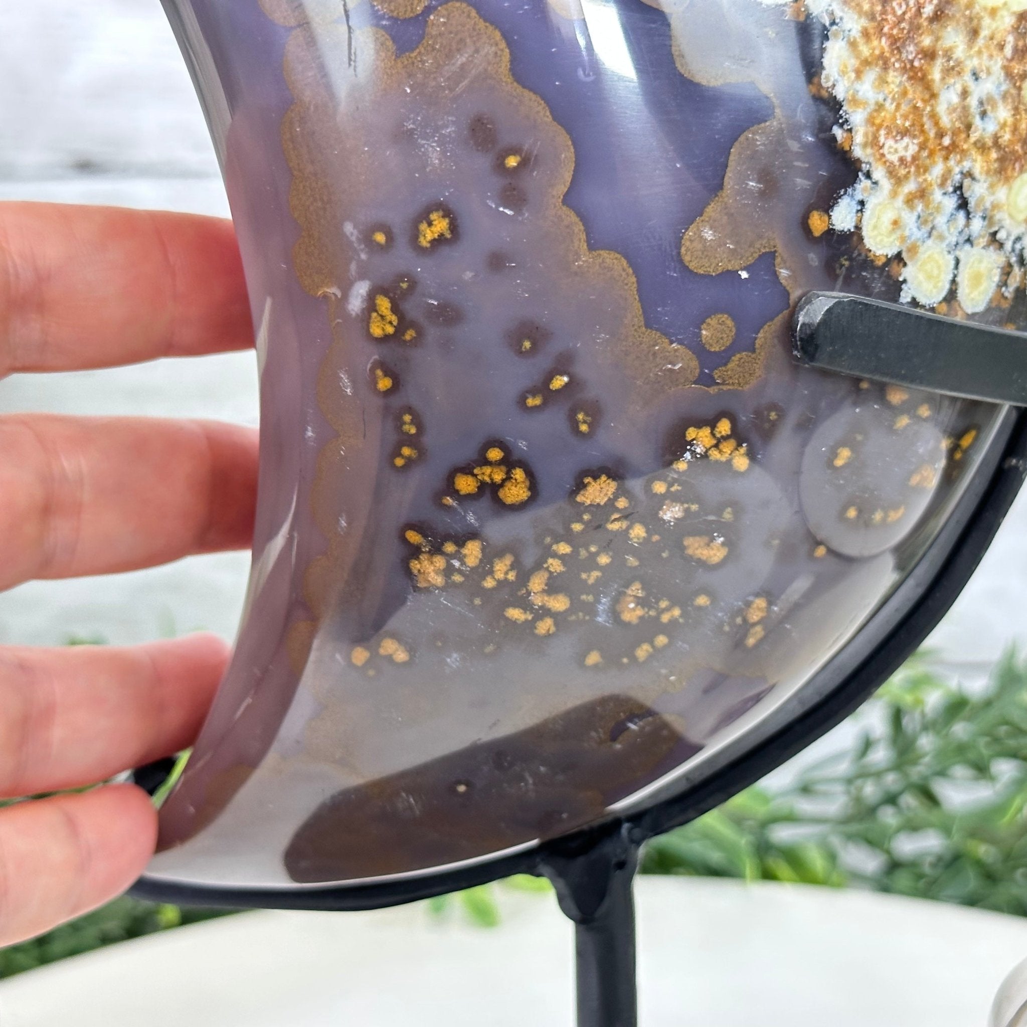 Polished Agate Crescent Moon on a Stand, 8 lbs & 11.75" Tall #5740NA-015 by Brazil Gems - Brazil GemsBrazil GemsPolished Agate Crescent Moon on a Stand, 8 lbs & 11.75" Tall #5740NA-015 by Brazil GemsCrescent Moons5740NA-015