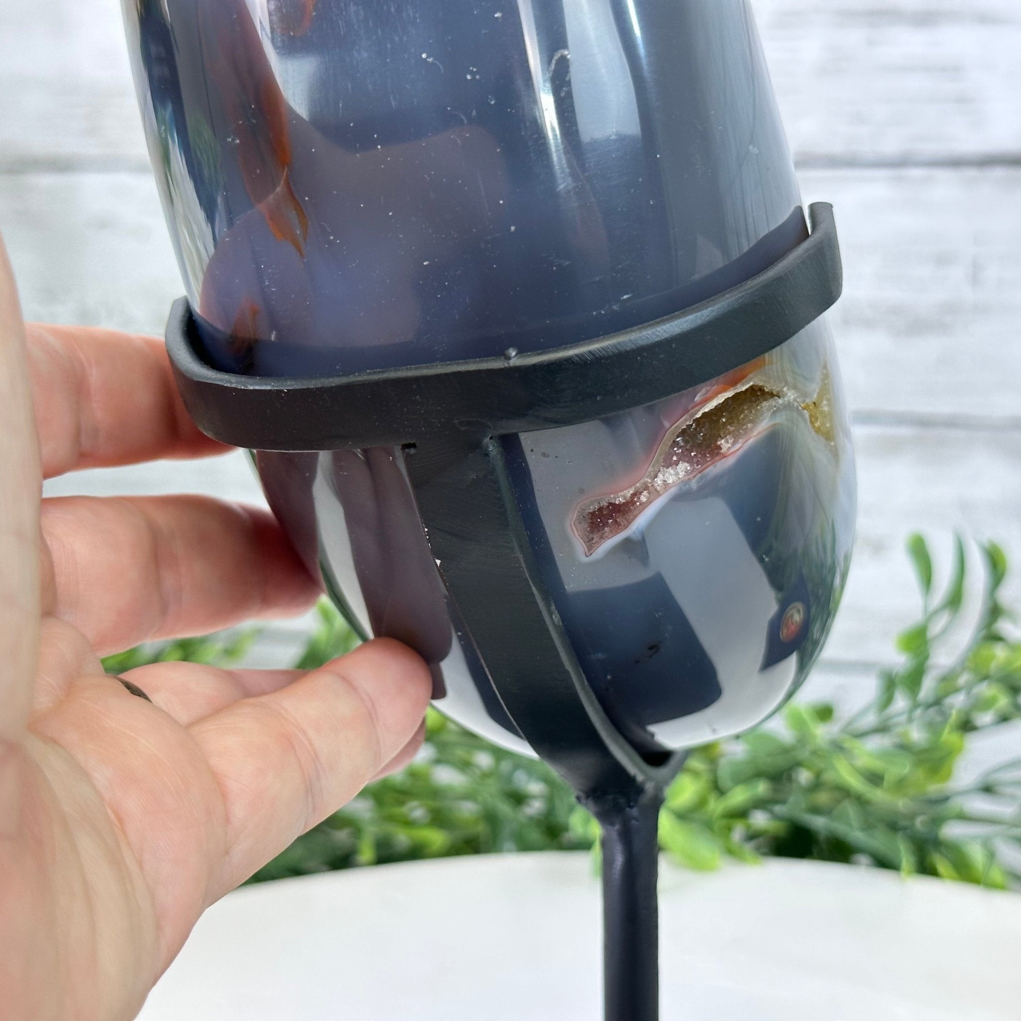 Polished Agate Crescent Moon on a Stand, 9.2 lbs & 11.6" Tall #5740NA-016 by Brazil Gems - Brazil GemsBrazil GemsPolished Agate Crescent Moon on a Stand, 9.2 lbs & 11.6" Tall #5740NA-016 by Brazil GemsCrescent Moons5740NA-016