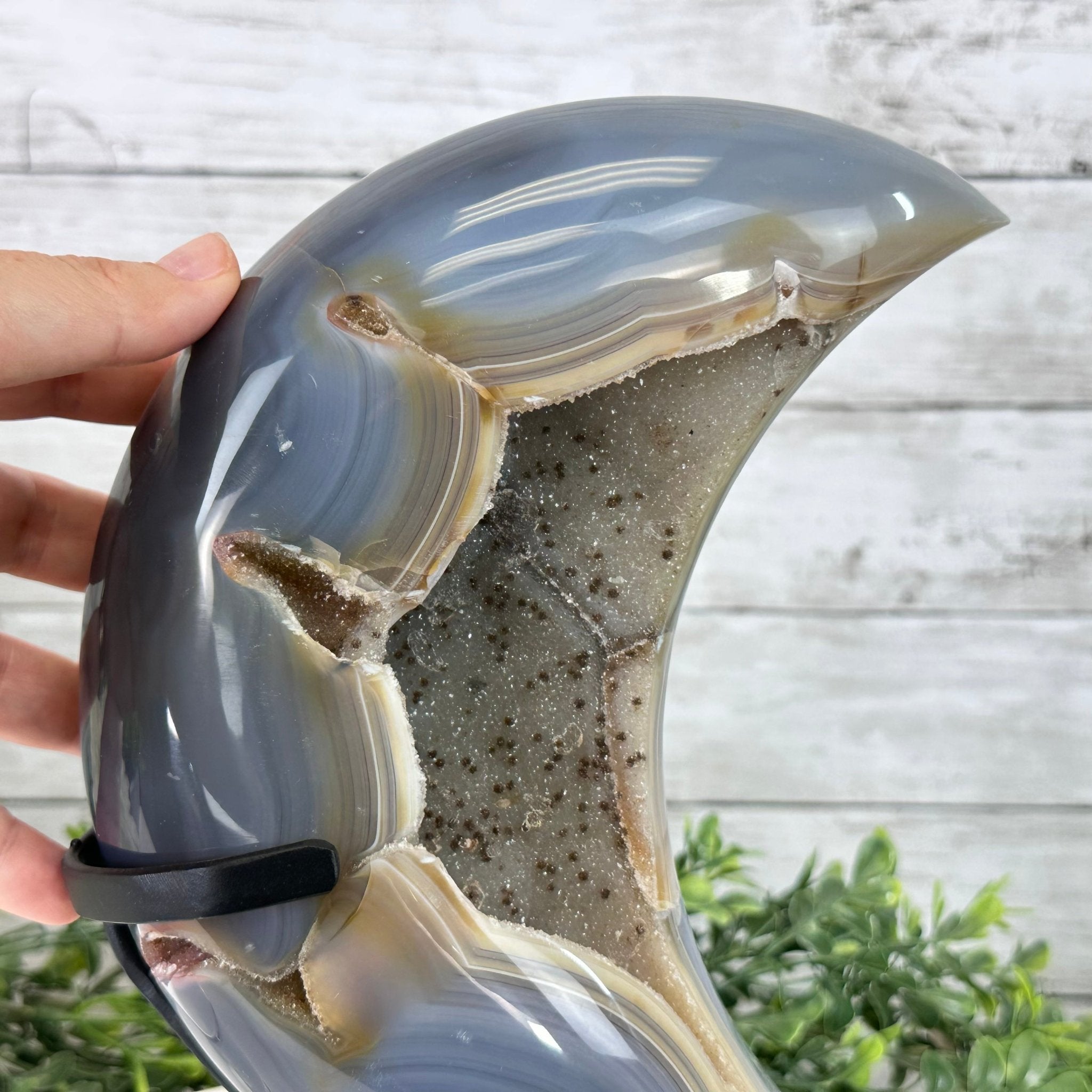 Polished Agate Crescent Moon on a Stand, 9.2 lbs & 11.6" Tall #5740NA-016 by Brazil Gems - Brazil GemsBrazil GemsPolished Agate Crescent Moon on a Stand, 9.2 lbs & 11.6" Tall #5740NA-016 by Brazil GemsCrescent Moons5740NA-016