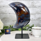 Polished Agate Crescent Moon on a Stand, 9.2 lbs & 11.6" Tall #5740NA-016 by Brazil Gems - Brazil GemsBrazil GemsPolished Agate Crescent Moon on a Stand, 9.2 lbs & 11.6" Tall #5740NA-016 by Brazil GemsCrescent Moons5740NA-016