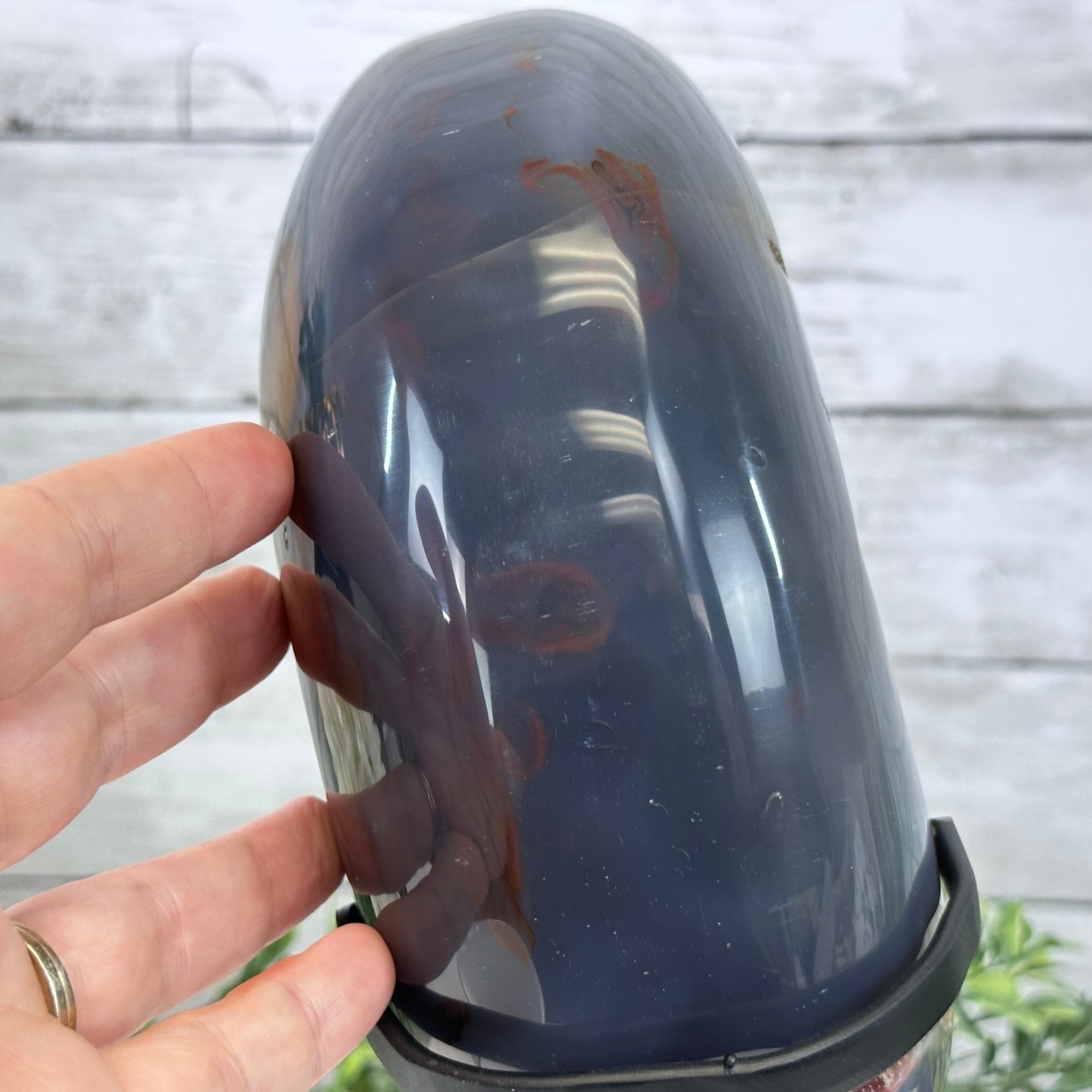 Polished Agate Crescent Moon on a Stand, 9.2 lbs & 11.6" Tall #5740NA-016 by Brazil Gems - Brazil GemsBrazil GemsPolished Agate Crescent Moon on a Stand, 9.2 lbs & 11.6" Tall #5740NA-016 by Brazil GemsCrescent Moons5740NA-016
