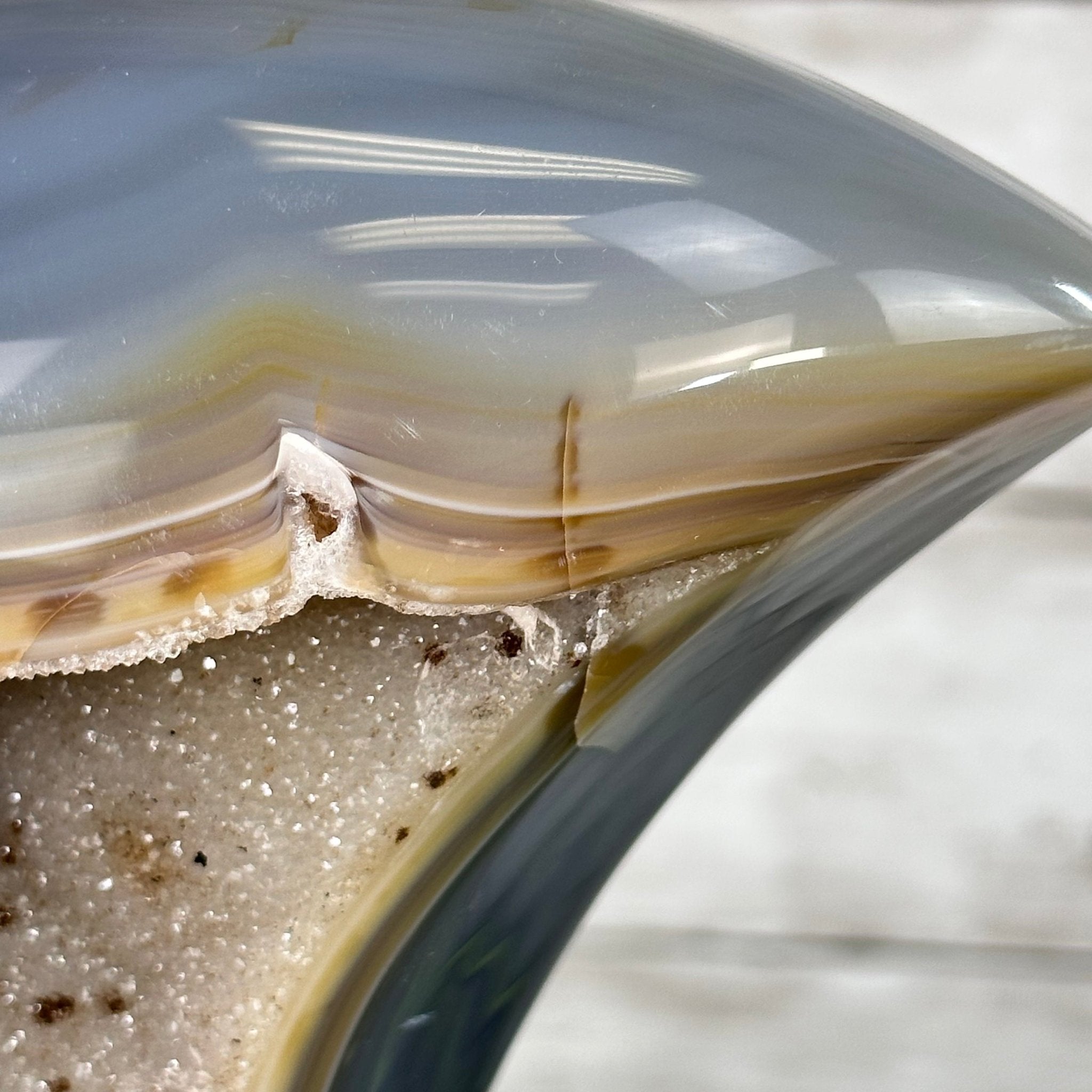 Polished Agate Crescent Moon on a Stand, 9.2 lbs & 11.6" Tall #5740NA-016 by Brazil Gems - Brazil GemsBrazil GemsPolished Agate Crescent Moon on a Stand, 9.2 lbs & 11.6" Tall #5740NA-016 by Brazil GemsCrescent Moons5740NA-016