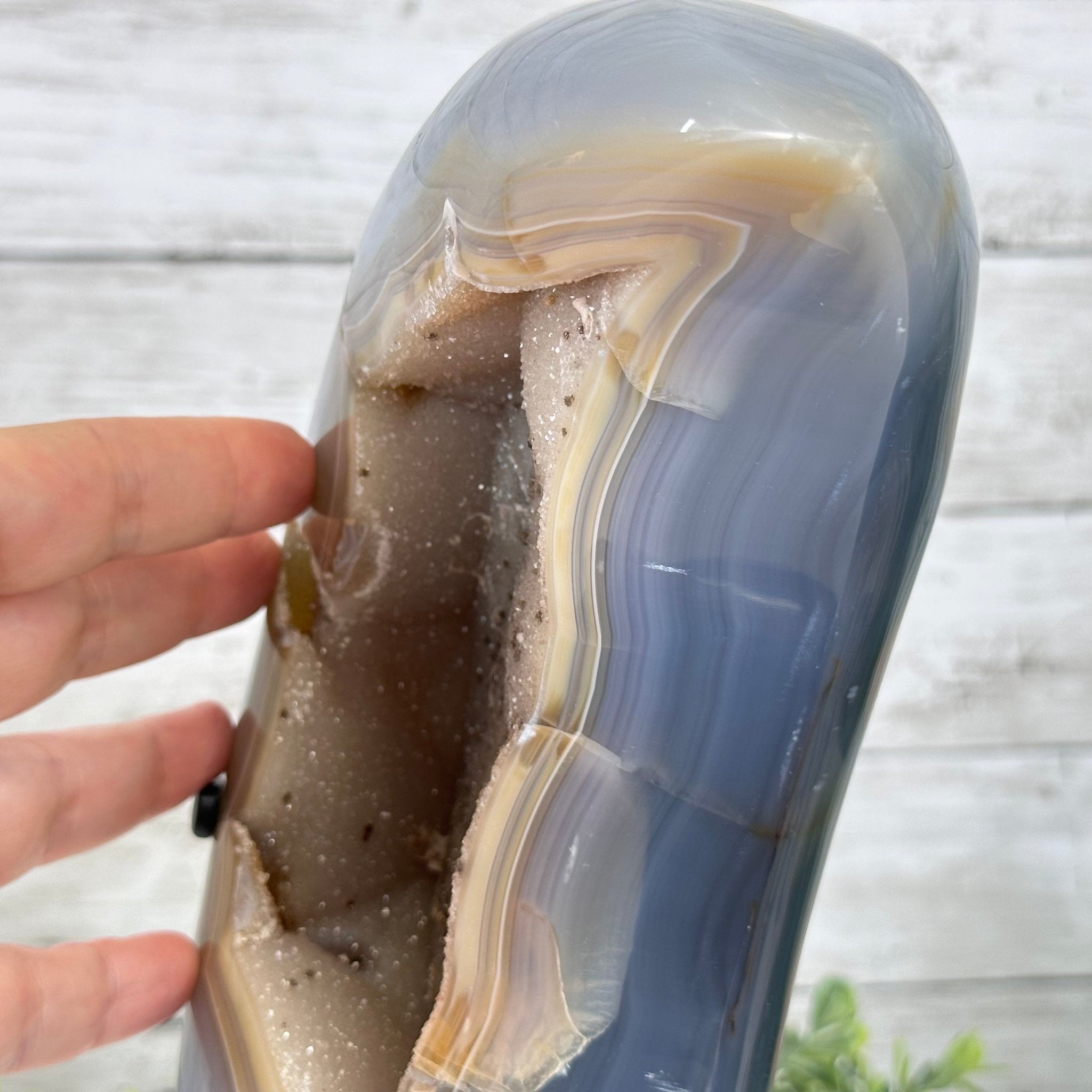 Polished Agate Crescent Moon on a Stand, 9.2 lbs & 11.6" Tall #5740NA-016 by Brazil Gems - Brazil GemsBrazil GemsPolished Agate Crescent Moon on a Stand, 9.2 lbs & 11.6" Tall #5740NA-016 by Brazil GemsCrescent Moons5740NA-016