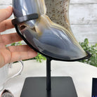Polished Agate Crescent Moon on a Stand, 9.2 lbs & 11.6" Tall #5740NA-016 by Brazil Gems - Brazil GemsBrazil GemsPolished Agate Crescent Moon on a Stand, 9.2 lbs & 11.6" Tall #5740NA-016 by Brazil GemsCrescent Moons5740NA-016