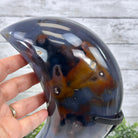 Polished Agate Crescent Moon on a Stand, 9.2 lbs & 11.6" Tall #5740NA-016 by Brazil Gems - Brazil GemsBrazil GemsPolished Agate Crescent Moon on a Stand, 9.2 lbs & 11.6" Tall #5740NA-016 by Brazil GemsCrescent Moons5740NA-016