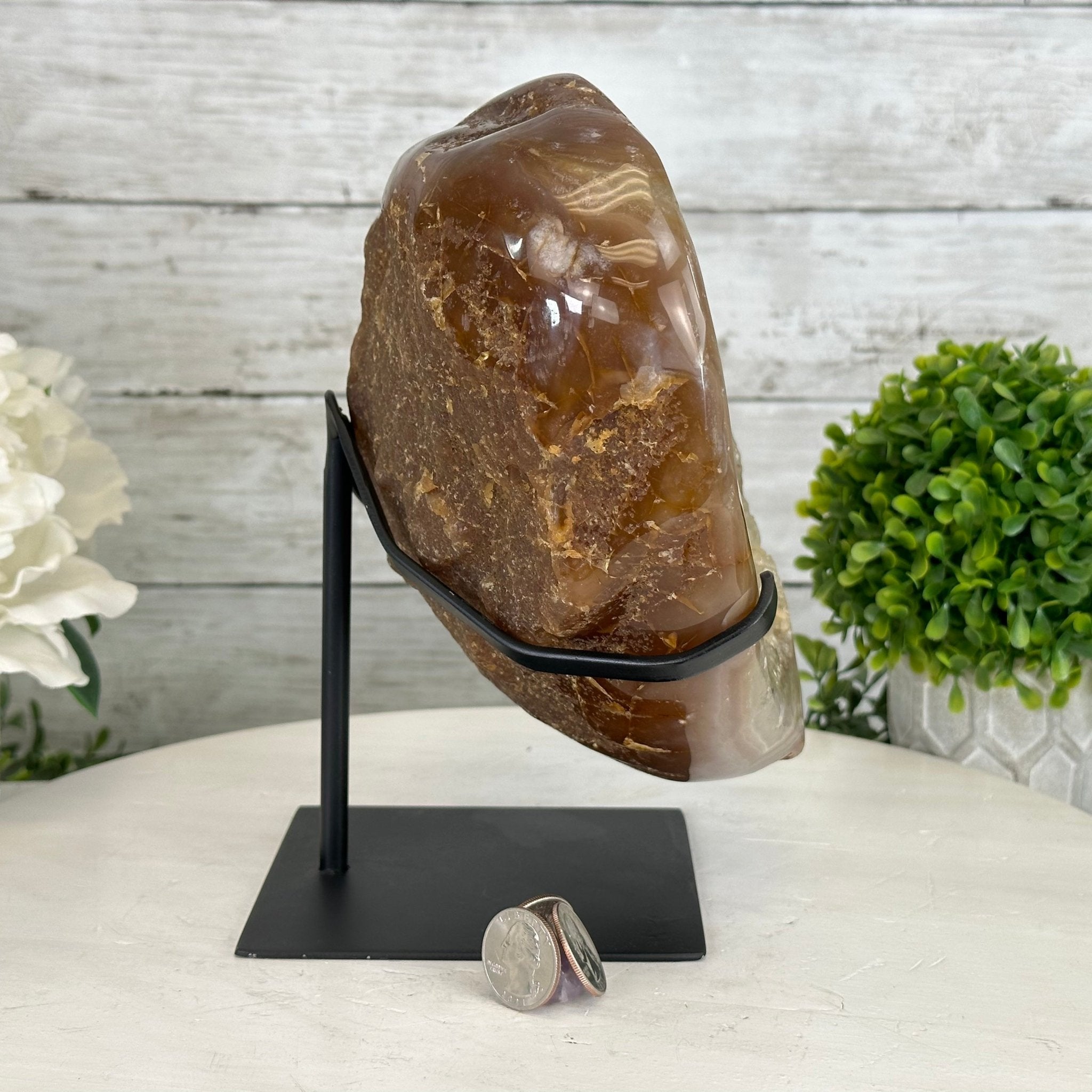 Polished Agate Heart Geode on a Metal Stand, 10 lbs & 8.8" Tall, Model #5468-0085 by Brazil Gems - Brazil GemsBrazil GemsPolished Agate Heart Geode on a Metal Stand, 10 lbs & 8.8" Tall, Model #5468-0085 by Brazil GemsHearts5468-0085
