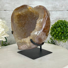 Polished Agate Heart Geode on a Metal Stand, 10 lbs & 8.8" Tall, Model #5468-0085 by Brazil Gems - Brazil GemsBrazil GemsPolished Agate Heart Geode on a Metal Stand, 10 lbs & 8.8" Tall, Model #5468-0085 by Brazil GemsHearts5468-0085