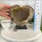 Polished Agate Heart Geode on a Metal Stand, 10 lbs & 8.8" Tall, Model #5468-0085 by Brazil Gems - Brazil GemsBrazil GemsPolished Agate Heart Geode on a Metal Stand, 10 lbs & 8.8" Tall, Model #5468-0085 by Brazil GemsHearts5468-0085