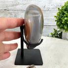 Polished Agate Heart Geode on a Metal Stand, 1.4 lbs & 4.4" Tall, Model #5468-0023 by Brazil Gems - Brazil GemsBrazil GemsPolished Agate Heart Geode on a Metal Stand, 1.4 lbs & 4.4" Tall, Model #5468-0023 by Brazil GemsHearts5468-0023
