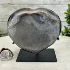 Polished Agate Heart Geode on a Metal Stand, 1.9 lbs & 4.5" Tall, Model #5468-0033 by Brazil Gems - Brazil GemsBrazil GemsPolished Agate Heart Geode on a Metal Stand, 1.9 lbs & 4.5" Tall, Model #5468-0033 by Brazil GemsHearts5468-0033