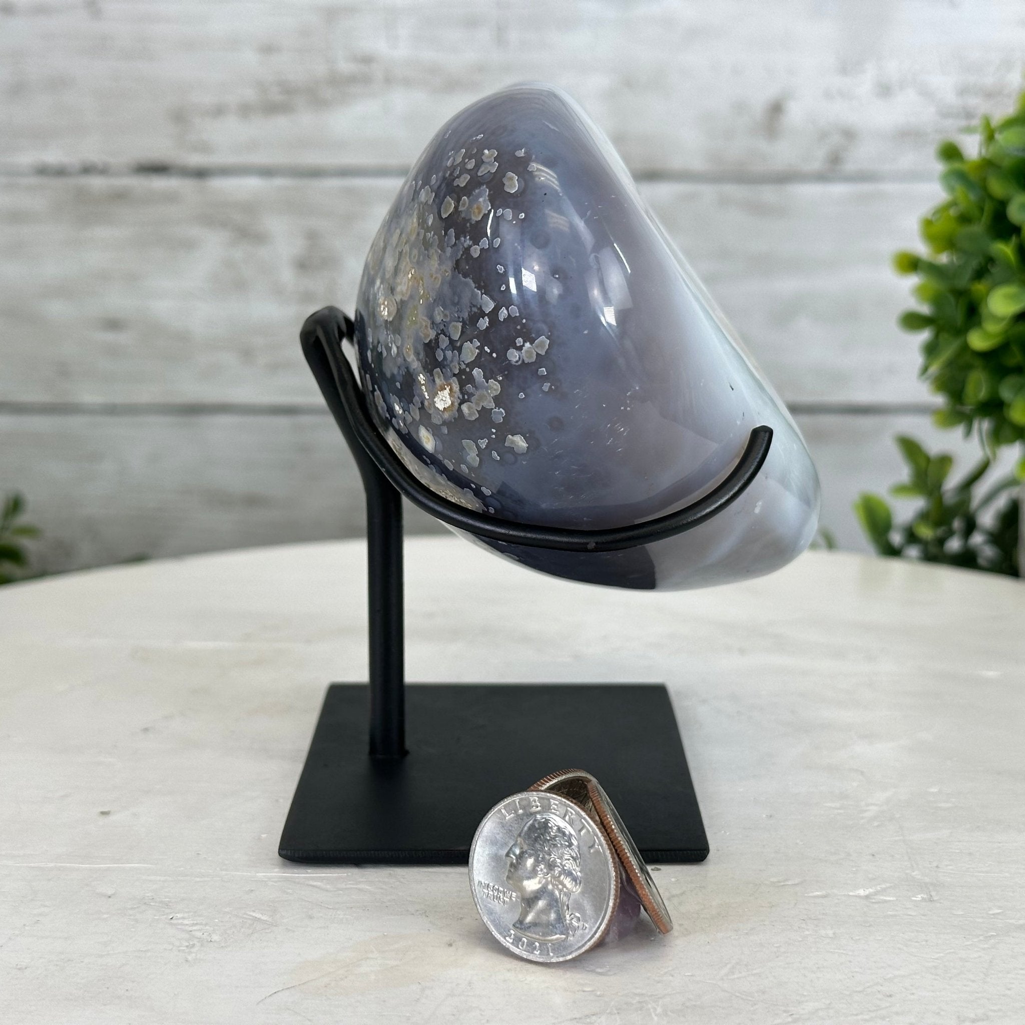 Polished Agate Heart Geode on a Metal Stand, 2.1 lbs & 5" Tall, Model #5468-0041 by Brazil Gems - Brazil GemsBrazil GemsPolished Agate Heart Geode on a Metal Stand, 2.1 lbs & 5" Tall, Model #5468-0041 by Brazil GemsHearts5468-0041