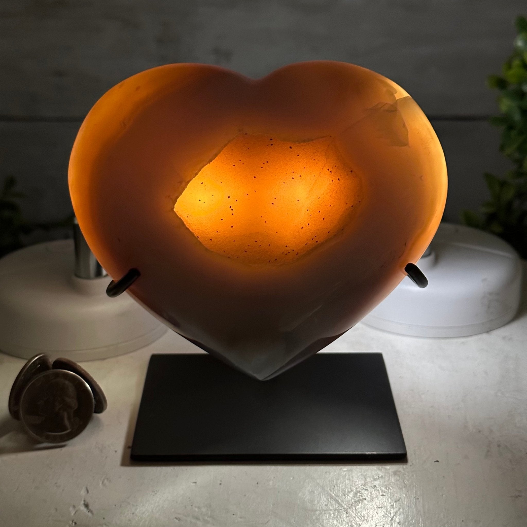 Polished Agate Heart Geode on a Metal Stand, 2.1 lbs & 5" Tall, Model #5468-0041 by Brazil Gems - Brazil GemsBrazil GemsPolished Agate Heart Geode on a Metal Stand, 2.1 lbs & 5" Tall, Model #5468-0041 by Brazil GemsHearts5468-0041