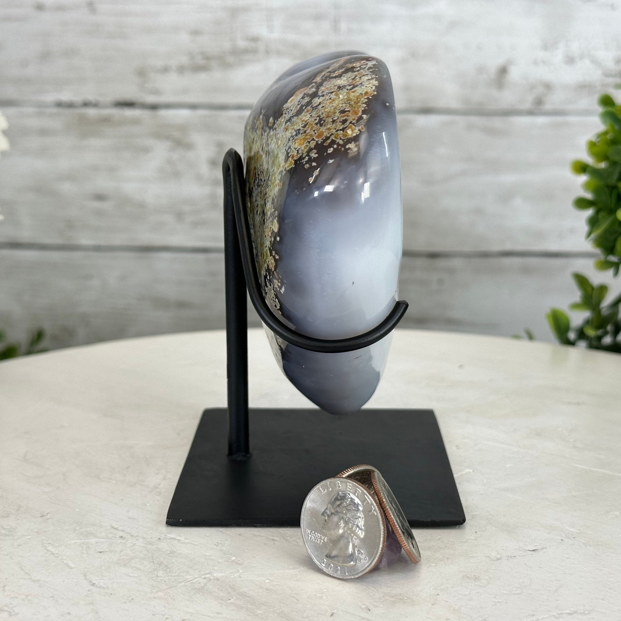 Polished Agate Heart Geode on a Metal Stand, 2.1 lbs & 5" Tall, Model #5468-0063 by Brazil Gems - Brazil GemsBrazil GemsPolished Agate Heart Geode on a Metal Stand, 2.1 lbs & 5" Tall, Model #5468-0063 by Brazil GemsHearts5468-0063