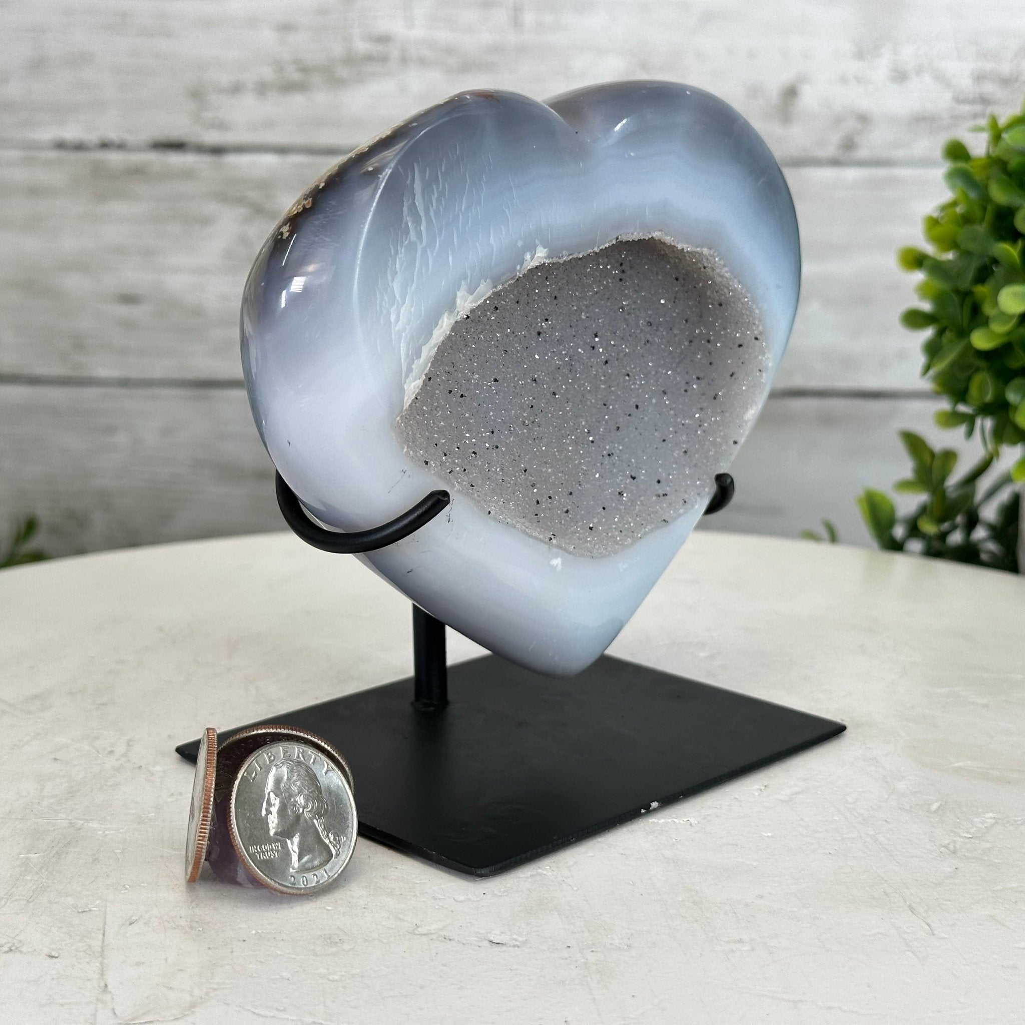 Polished Agate Heart Geode on a Metal Stand, 2.1 lbs & 5" Tall, Model #5468-0063 by Brazil Gems - Brazil GemsBrazil GemsPolished Agate Heart Geode on a Metal Stand, 2.1 lbs & 5" Tall, Model #5468-0063 by Brazil GemsHearts5468-0063