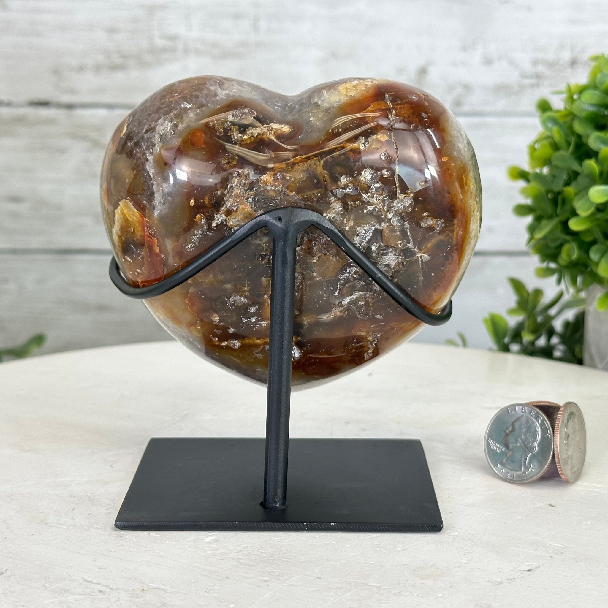 Polished Agate Heart Geode on a Metal Stand, 2.2 lbs & 4.8" Tall, Model #5468-0029 by Brazil Gems - Brazil GemsBrazil GemsPolished Agate Heart Geode on a Metal Stand, 2.2 lbs & 4.8" Tall, Model #5468-0029 by Brazil GemsHearts5468-0029