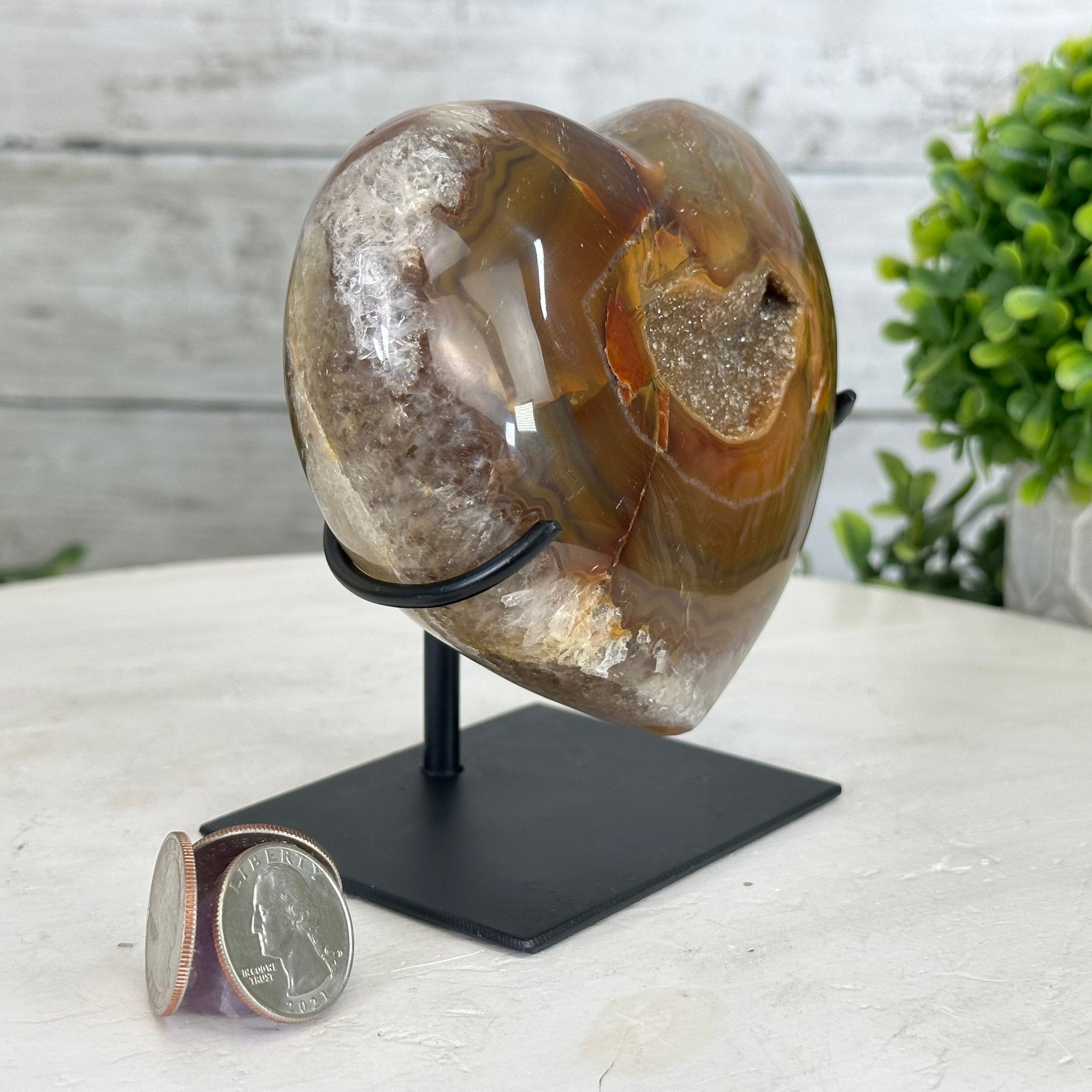 Polished Agate Heart Geode on a Metal Stand, 2.2 lbs & 4.8" Tall, Model #5468-0029 by Brazil Gems - Brazil GemsBrazil GemsPolished Agate Heart Geode on a Metal Stand, 2.2 lbs & 4.8" Tall, Model #5468-0029 by Brazil GemsHearts5468-0029