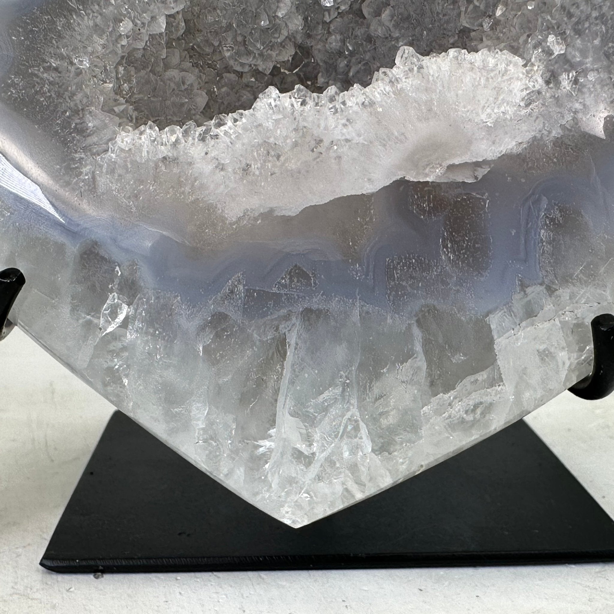 Polished Agate Heart Geode on a Metal Stand, 2.7 lbs & 4.7" Tall, Model #5468-0043 by Brazil Gems - Brazil GemsBrazil GemsPolished Agate Heart Geode on a Metal Stand, 2.7 lbs & 4.7" Tall, Model #5468-0043 by Brazil GemsHearts5468-0043