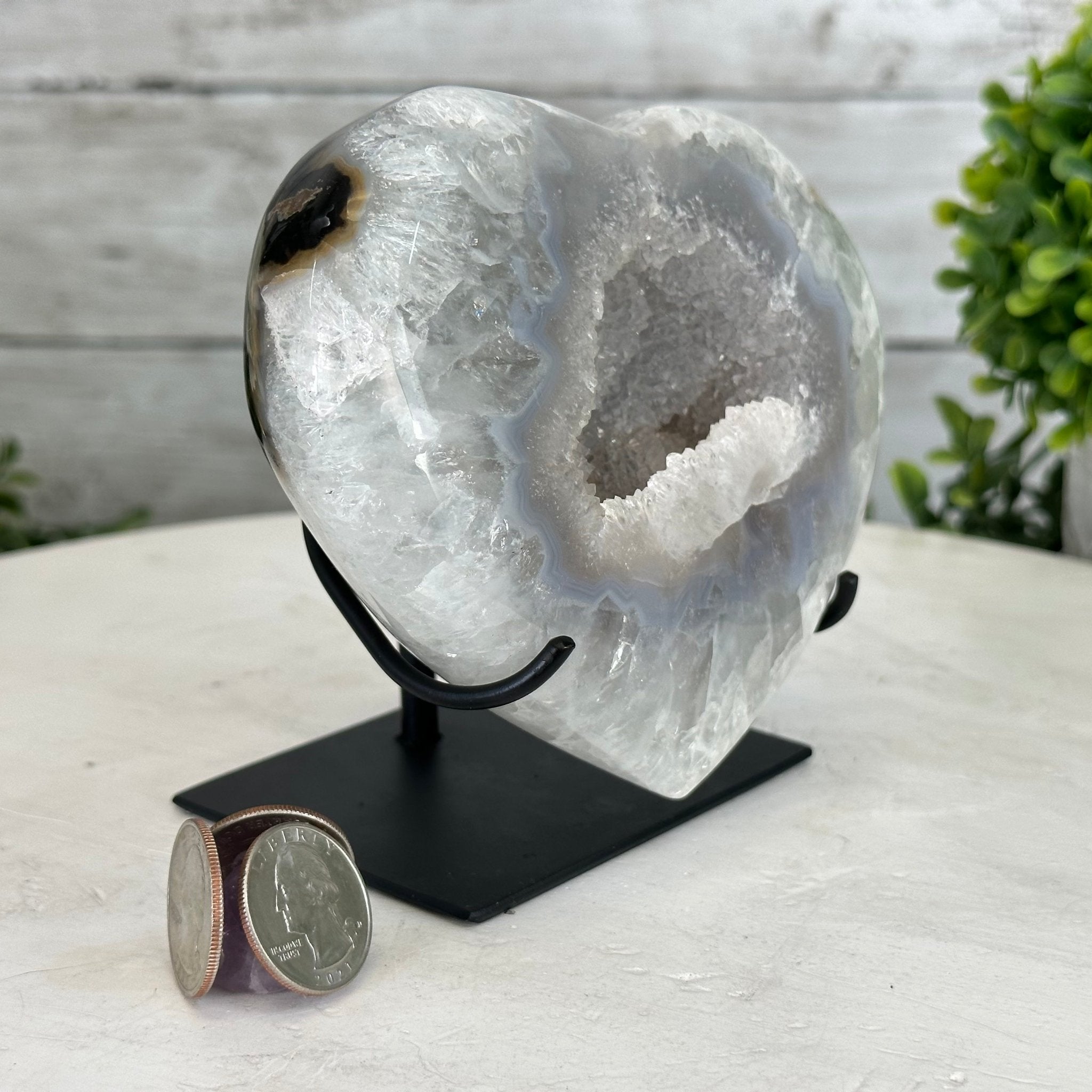 Polished Agate Heart Geode on a Metal Stand, 2.7 lbs & 4.7" Tall, Model #5468-0043 by Brazil Gems - Brazil GemsBrazil GemsPolished Agate Heart Geode on a Metal Stand, 2.7 lbs & 4.7" Tall, Model #5468-0043 by Brazil GemsHearts5468-0043