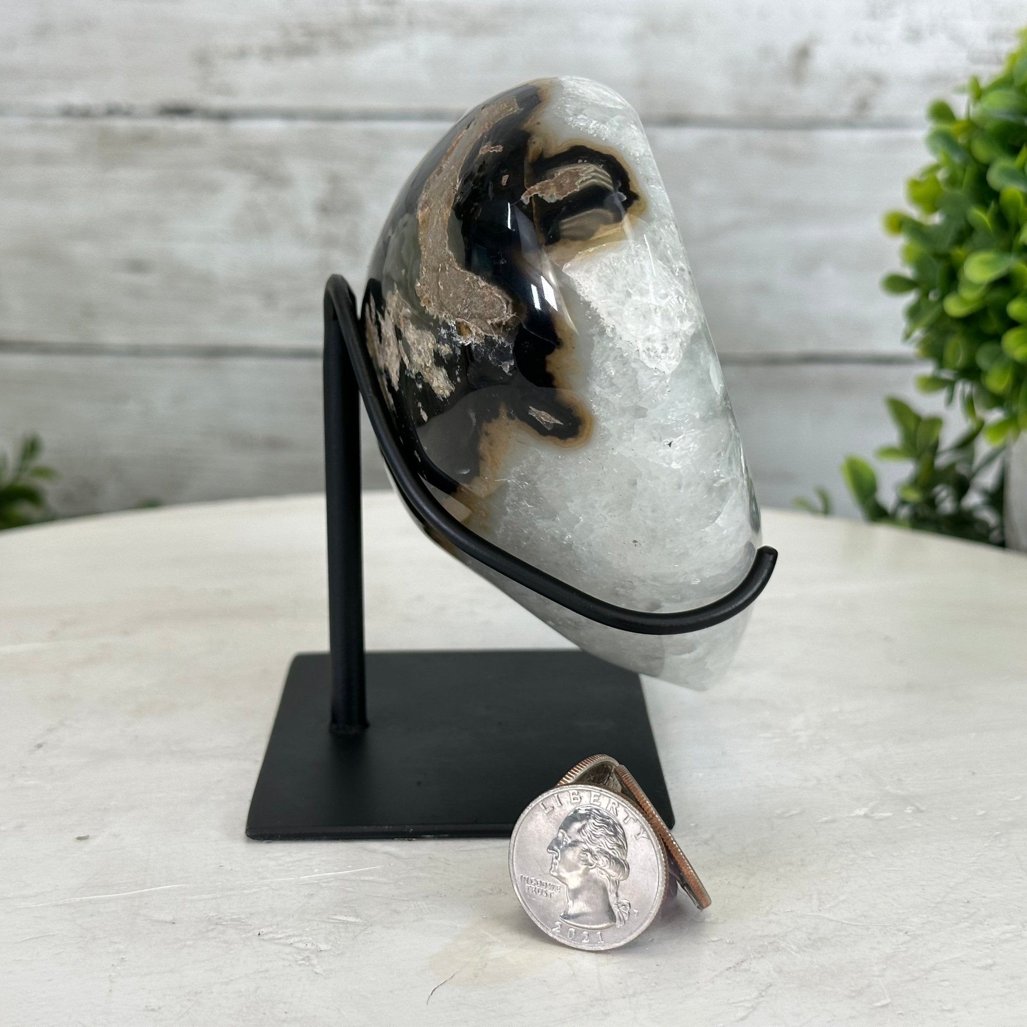 Polished Agate Heart Geode on a Metal Stand, 2.7 lbs & 4.7" Tall, Model #5468-0043 by Brazil Gems - Brazil GemsBrazil GemsPolished Agate Heart Geode on a Metal Stand, 2.7 lbs & 4.7" Tall, Model #5468-0043 by Brazil GemsHearts5468-0043