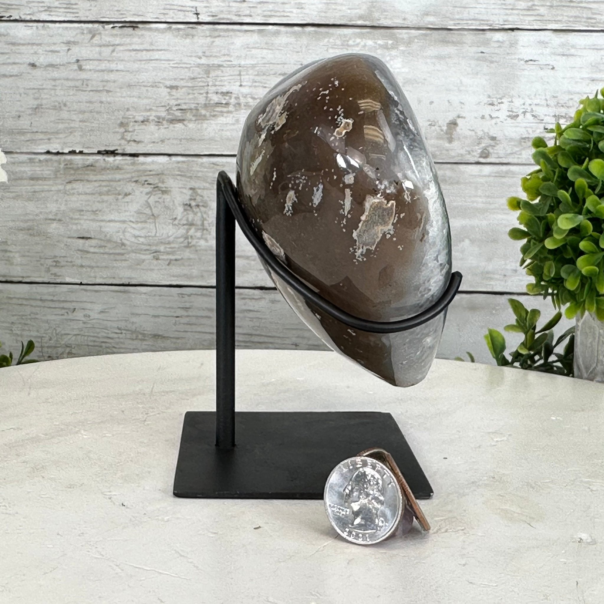 Polished Agate Heart Geode on a Metal Stand, 2.7 lbs & 5.4" Tall, Model #5468-0050 by Brazil Gems - Brazil GemsBrazil GemsPolished Agate Heart Geode on a Metal Stand, 2.7 lbs & 5.4" Tall, Model #5468-0050 by Brazil GemsHearts5468-0050