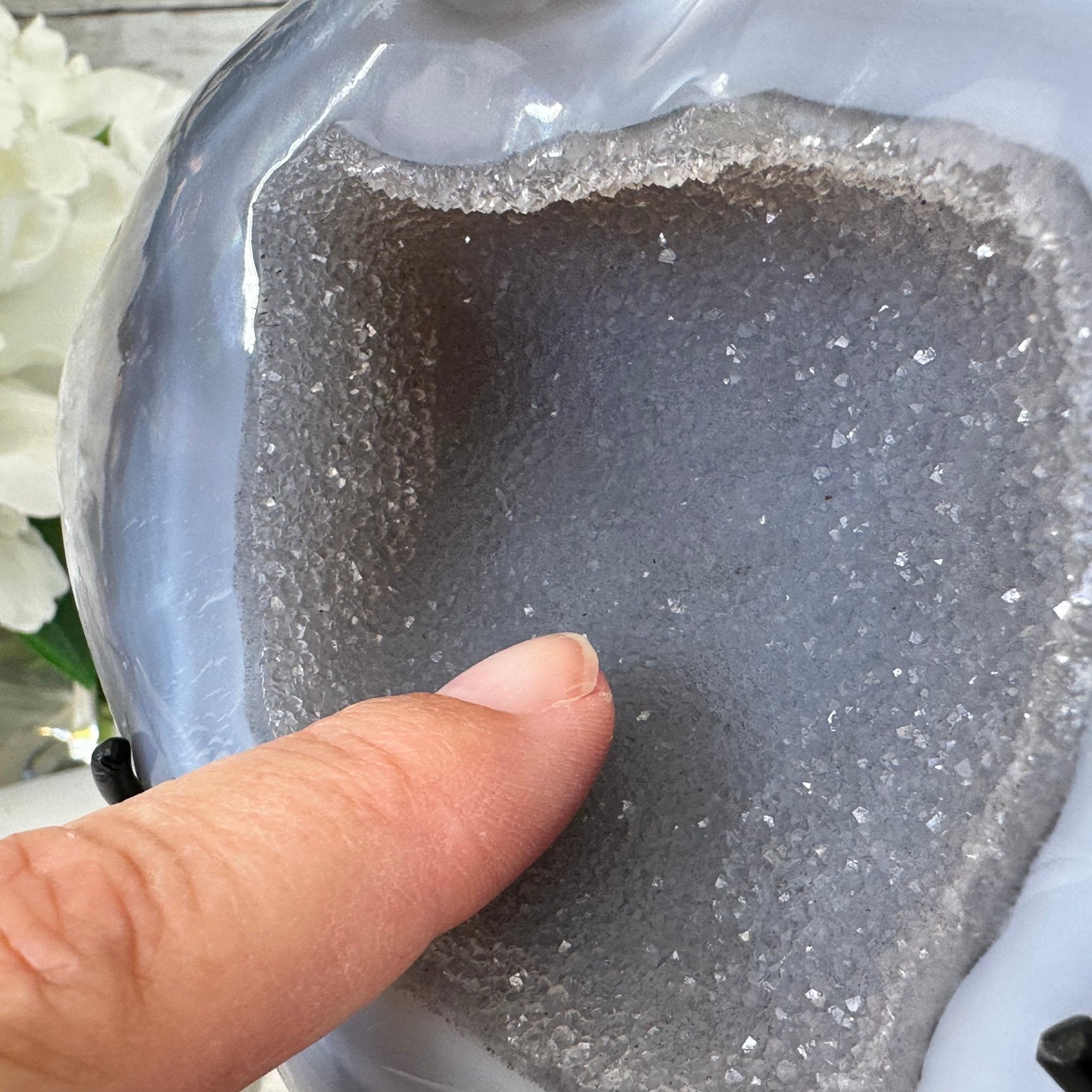 Polished Agate Heart Geode on a Metal Stand, 2.7 lbs & 5.4" Tall, Model #5468-0050 by Brazil Gems - Brazil GemsBrazil GemsPolished Agate Heart Geode on a Metal Stand, 2.7 lbs & 5.4" Tall, Model #5468-0050 by Brazil GemsHearts5468-0050
