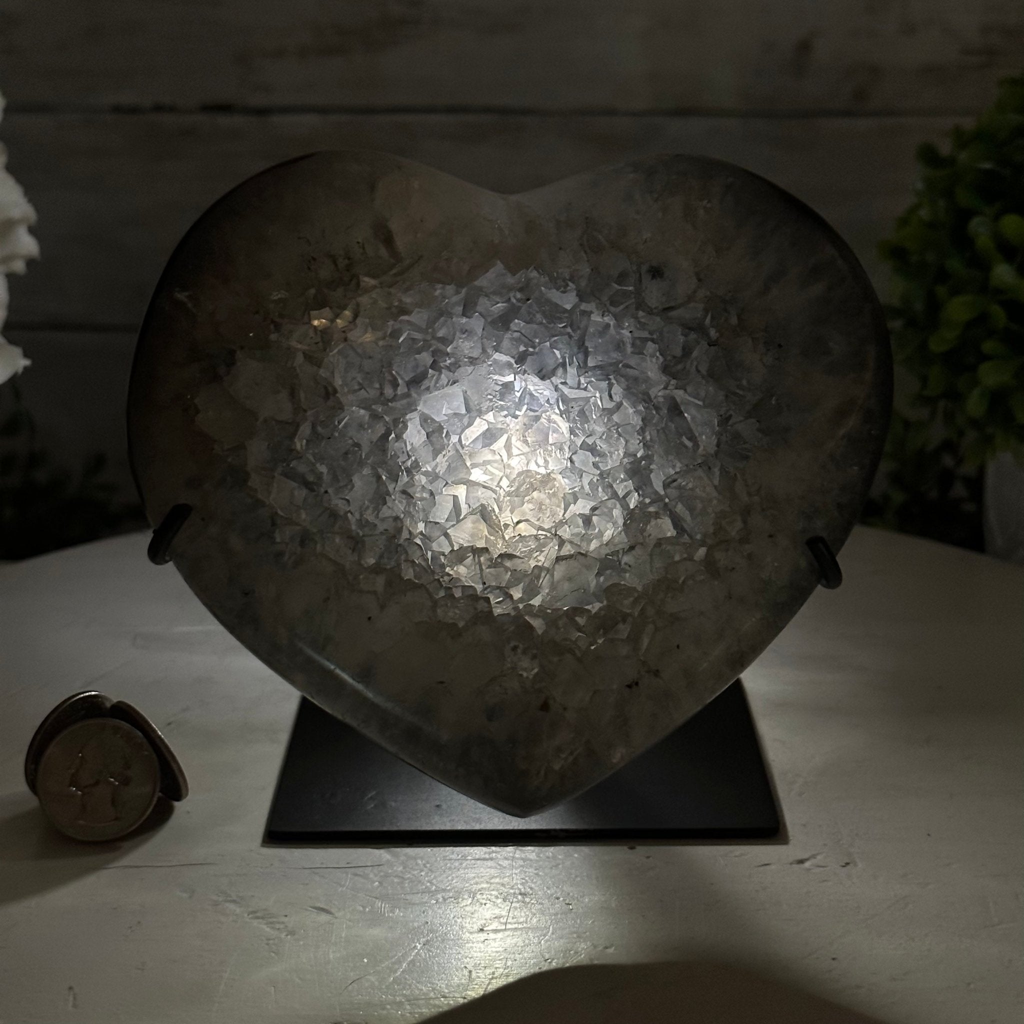 Polished Agate Heart Geode on a Metal Stand, 2.7 lbs & 5.5" Tall, Model #5468-0058 by Brazil Gems - Brazil GemsBrazil GemsPolished Agate Heart Geode on a Metal Stand, 2.7 lbs & 5.5" Tall, Model #5468-0058 by Brazil GemsHearts5468-0058