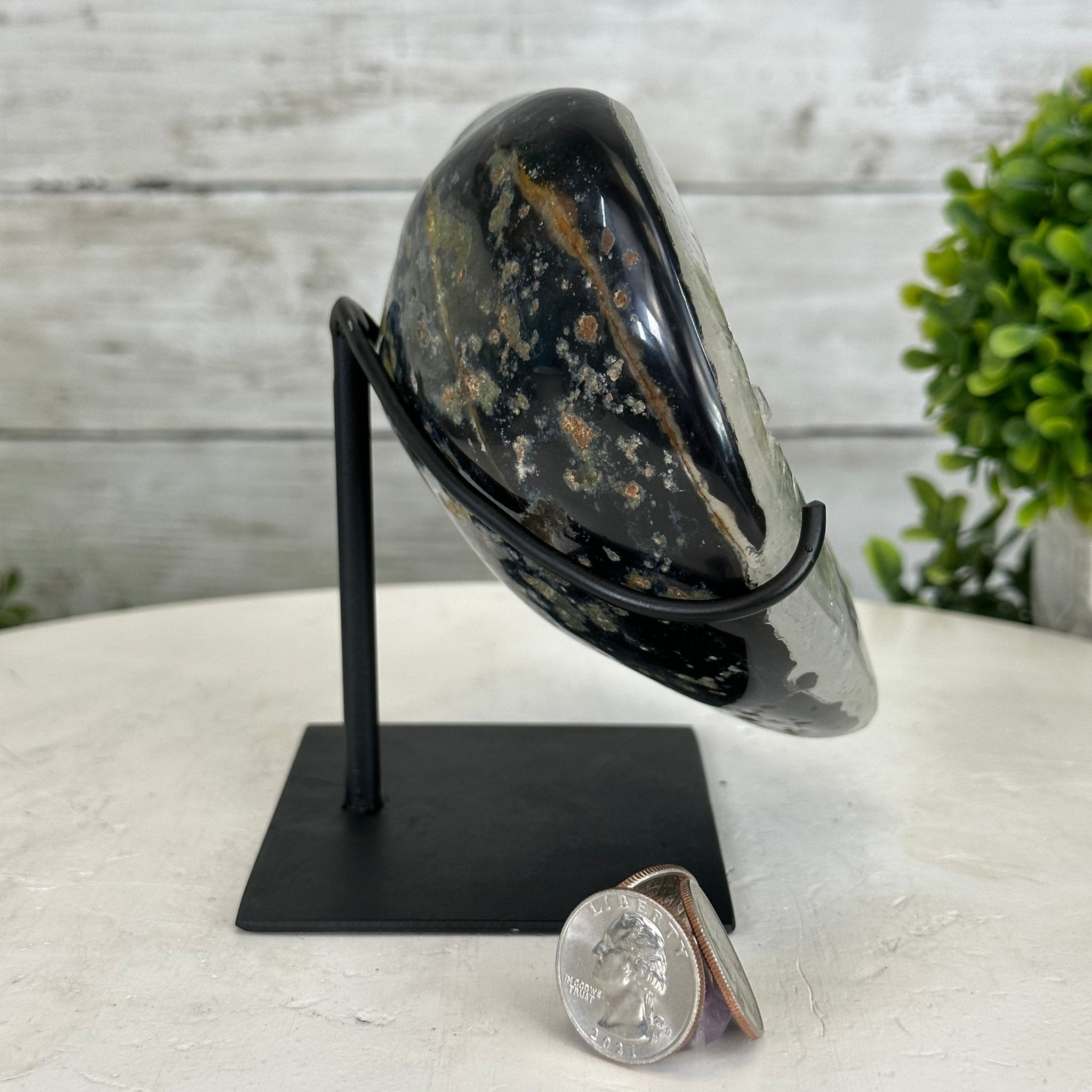 Polished Agate Heart Geode on a Metal Stand, 2.7 lbs & 5.5" Tall, Model #5468-0058 by Brazil Gems - Brazil GemsBrazil GemsPolished Agate Heart Geode on a Metal Stand, 2.7 lbs & 5.5" Tall, Model #5468-0058 by Brazil GemsHearts5468-0058