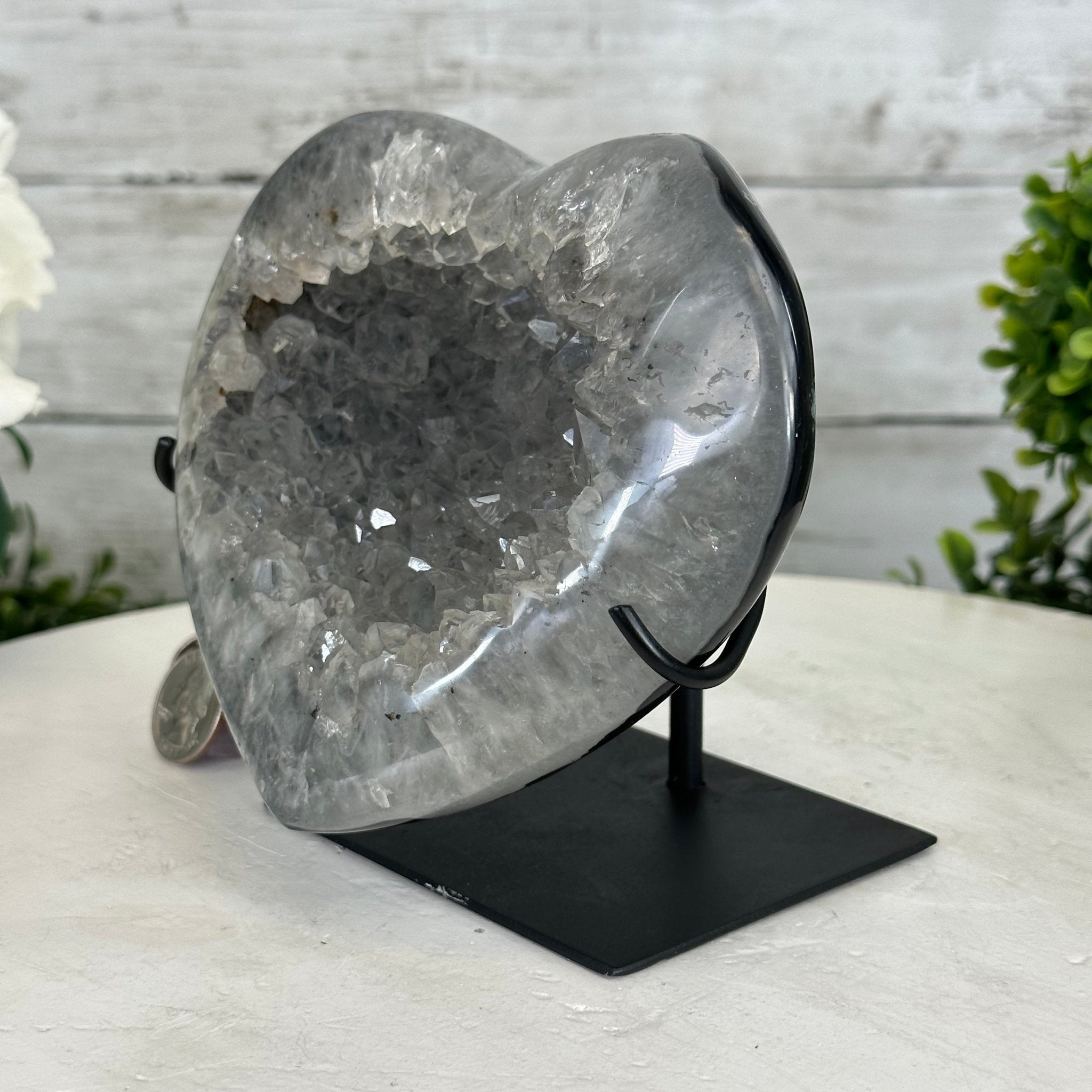 Polished Agate Heart Geode on a Metal Stand, 2.7 lbs & 5.5" Tall, Model #5468-0058 by Brazil Gems - Brazil GemsBrazil GemsPolished Agate Heart Geode on a Metal Stand, 2.7 lbs & 5.5" Tall, Model #5468-0058 by Brazil GemsHearts5468-0058