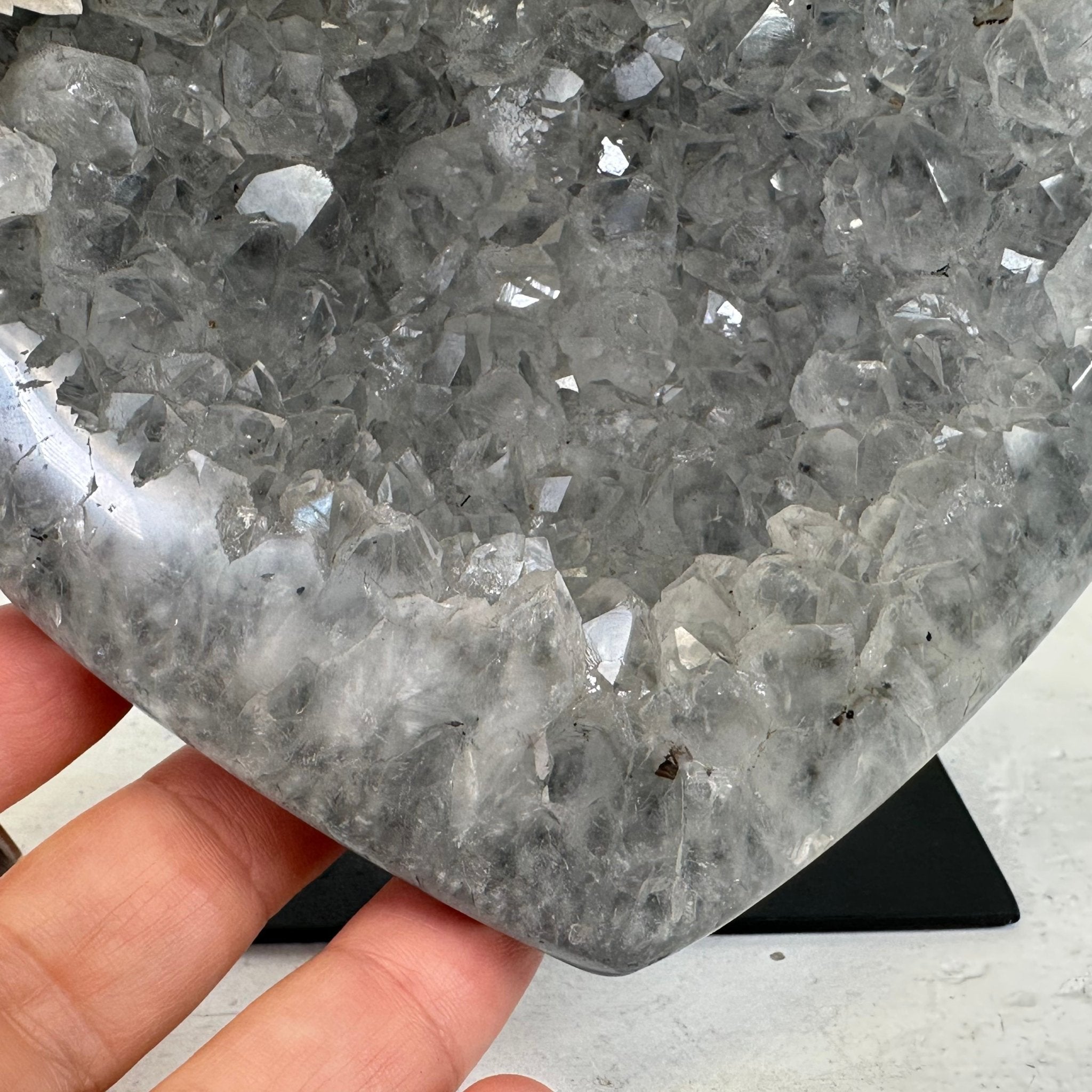 Polished Agate Heart Geode on a Metal Stand, 2.7 lbs & 5.5" Tall, Model #5468-0058 by Brazil Gems - Brazil GemsBrazil GemsPolished Agate Heart Geode on a Metal Stand, 2.7 lbs & 5.5" Tall, Model #5468-0058 by Brazil GemsHearts5468-0058