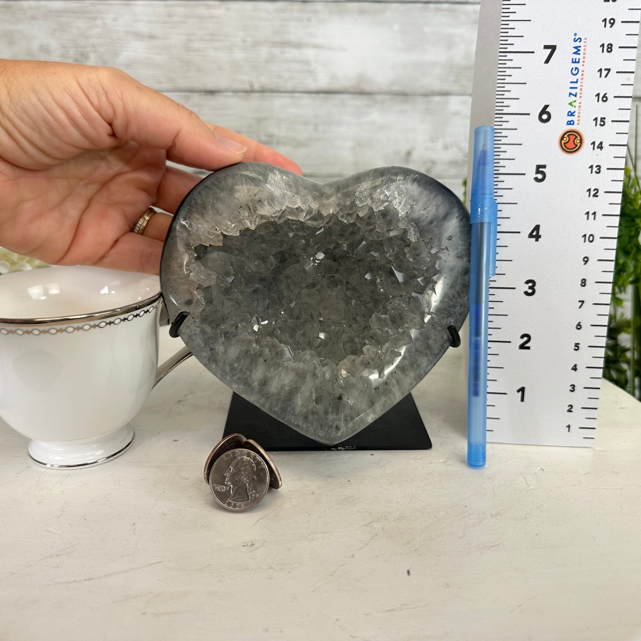 Polished Agate Heart Geode on a Metal Stand, 2.7 lbs & 5.5" Tall, Model #5468-0058 by Brazil Gems - Brazil GemsBrazil GemsPolished Agate Heart Geode on a Metal Stand, 2.7 lbs & 5.5" Tall, Model #5468-0058 by Brazil GemsHearts5468-0058