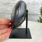 Polished Agate Heart Geode on a Metal Stand, 2.8 lbs & 5.3" Tall, Model #5468-0053 by Brazil Gems - Brazil GemsBrazil GemsPolished Agate Heart Geode on a Metal Stand, 2.8 lbs & 5.3" Tall, Model #5468-0053 by Brazil GemsHearts5468-0053