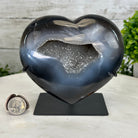 Polished Agate Heart Geode on a Metal Stand, 2.8 lbs & 5.3" Tall, Model #5468-0053 by Brazil Gems - Brazil GemsBrazil GemsPolished Agate Heart Geode on a Metal Stand, 2.8 lbs & 5.3" Tall, Model #5468-0053 by Brazil GemsHearts5468-0053