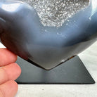 Polished Agate Heart Geode on a Metal Stand, 2.8 lbs & 5.3" Tall, Model #5468-0053 by Brazil Gems - Brazil GemsBrazil GemsPolished Agate Heart Geode on a Metal Stand, 2.8 lbs & 5.3" Tall, Model #5468-0053 by Brazil GemsHearts5468-0053