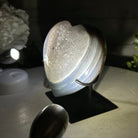 Polished Agate Heart Geode on a Metal Stand, 3 lbs & 5.3" Tall, Model #5468-0046 by Brazil Gems - Brazil GemsBrazil GemsPolished Agate Heart Geode on a Metal Stand, 3 lbs & 5.3" Tall, Model #5468-0046 by Brazil GemsHearts5468-0046