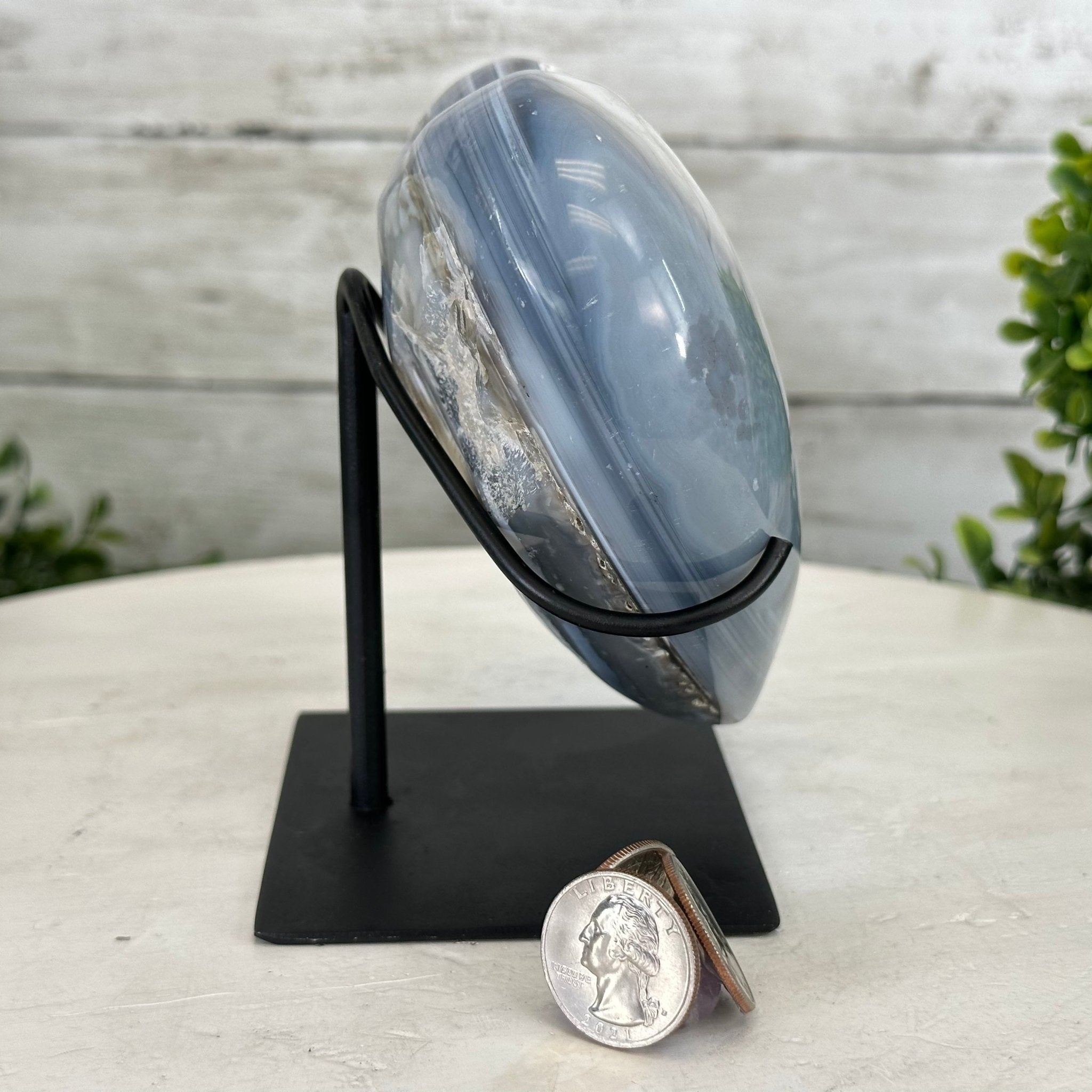 Polished Agate Heart Geode on a Metal Stand, 3 lbs & 5.3" Tall, Model #5468-0046 by Brazil Gems - Brazil GemsBrazil GemsPolished Agate Heart Geode on a Metal Stand, 3 lbs & 5.3" Tall, Model #5468-0046 by Brazil GemsHearts5468-0046
