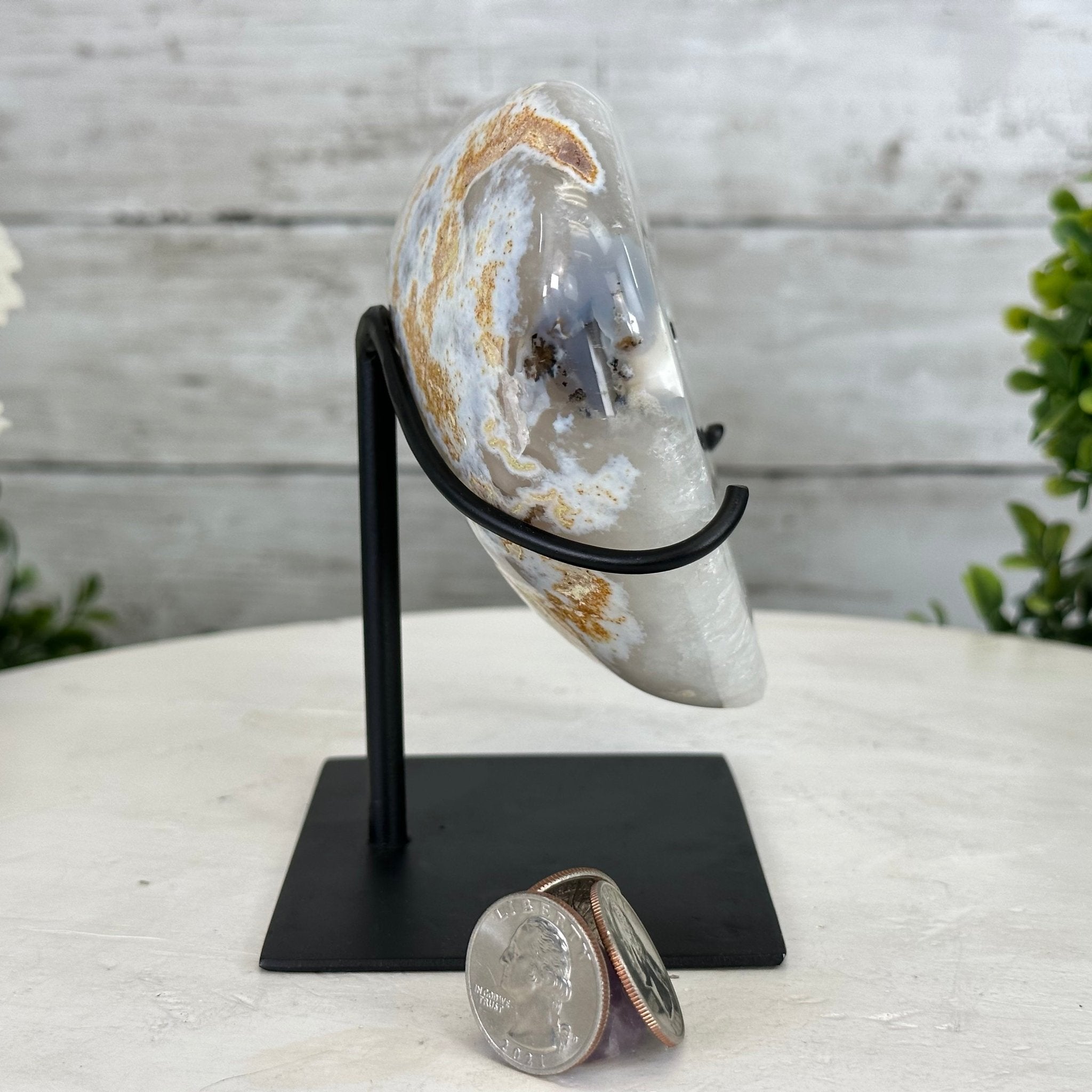 Polished Agate Heart Geode on a Metal Stand, 3.2 lbs & 5.3" Tall, Model #5468-0045 by Brazil Gems - Brazil GemsBrazil GemsPolished Agate Heart Geode on a Metal Stand, 3.2 lbs & 5.3" Tall, Model #5468-0045 by Brazil GemsHearts5468-0045