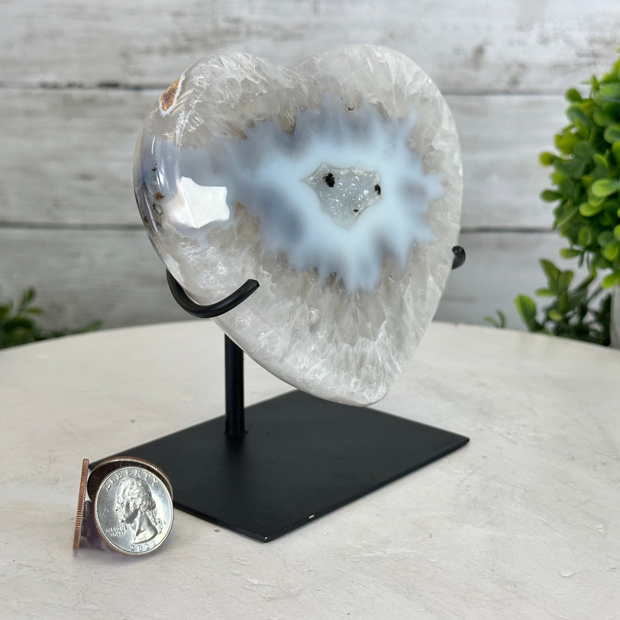 Polished Agate Heart Geode on a Metal Stand, 3.2 lbs & 5.3" Tall, Model #5468-0045 by Brazil Gems - Brazil GemsBrazil GemsPolished Agate Heart Geode on a Metal Stand, 3.2 lbs & 5.3" Tall, Model #5468-0045 by Brazil GemsHearts5468-0045
