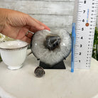 Polished Agate Heart Geode on a Metal Stand, 3.3 lbs & 5" Tall, Model #5468-0042 by Brazil Gems - Brazil GemsBrazil GemsPolished Agate Heart Geode on a Metal Stand, 3.3 lbs & 5" Tall, Model #5468-0042 by Brazil GemsHearts5468-0042