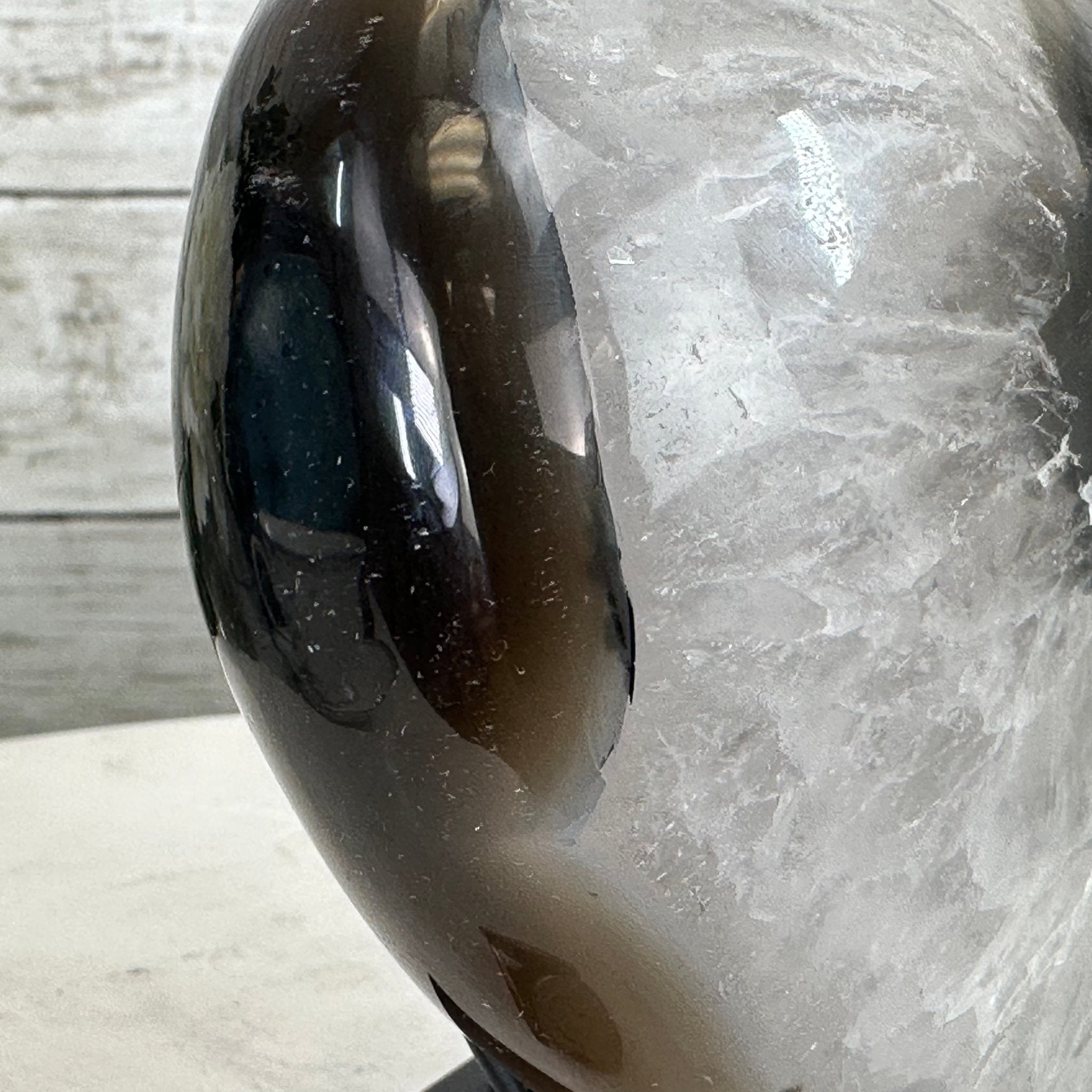 Polished Agate Heart Geode on a Metal Stand, 3.3 lbs & 5" Tall, Model #5468-0042 by Brazil Gems - Brazil GemsBrazil GemsPolished Agate Heart Geode on a Metal Stand, 3.3 lbs & 5" Tall, Model #5468-0042 by Brazil GemsHearts5468-0042