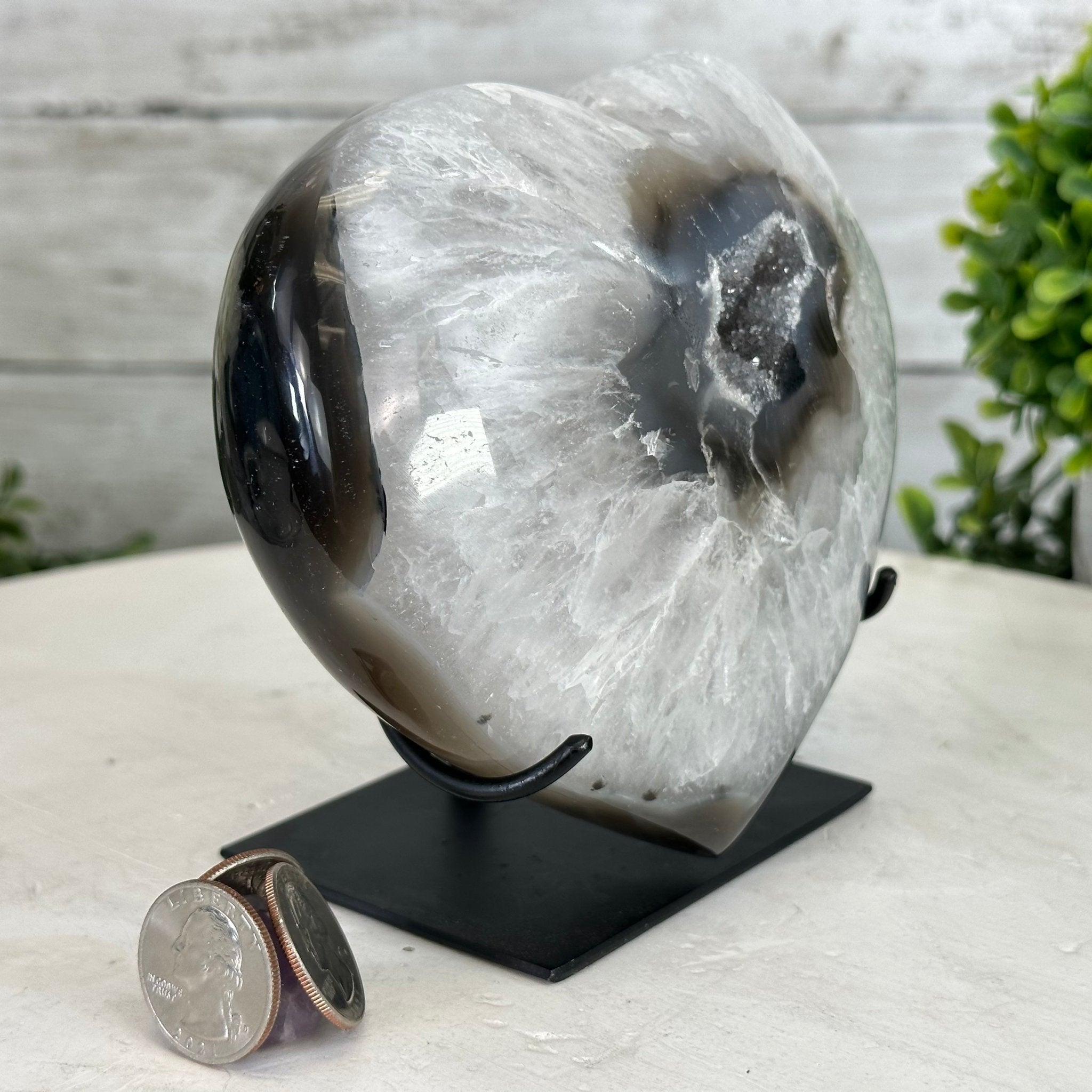 Polished Agate Heart Geode on a Metal Stand, 3.3 lbs & 5" Tall, Model #5468-0042 by Brazil Gems - Brazil GemsBrazil GemsPolished Agate Heart Geode on a Metal Stand, 3.3 lbs & 5" Tall, Model #5468-0042 by Brazil GemsHearts5468-0042